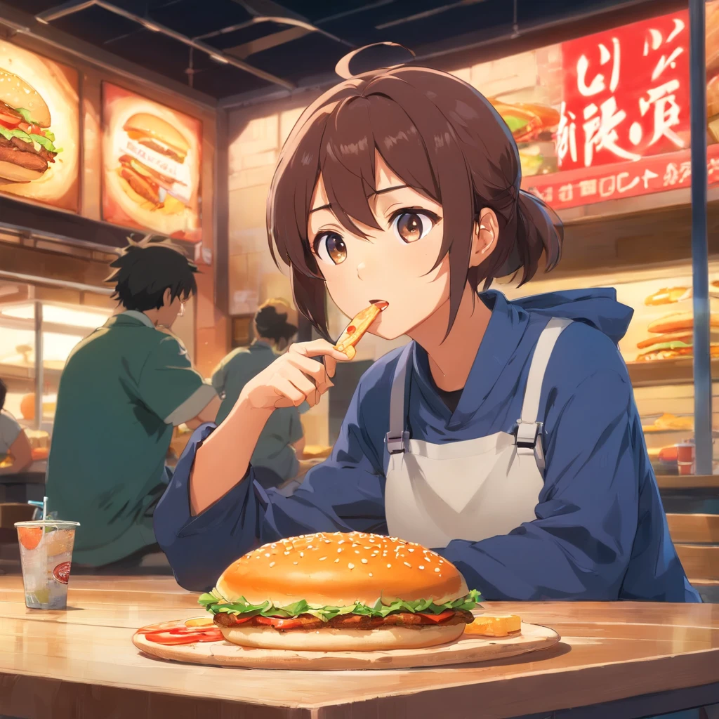 tartaruga ninja comendo uma fatia de burger em um restaurante com pessoas sentadas em mesas, comendo uma pizza, comendo burger, comendo uma burger margherita, mastigando burger, buttercup comendo burger segurando uma burger, segurando burger, segurando uma burger grande!!, compartilhando uma burger, comendo queijo, pizza!, gostoso, a burger tem uma grande cornicione, comer
