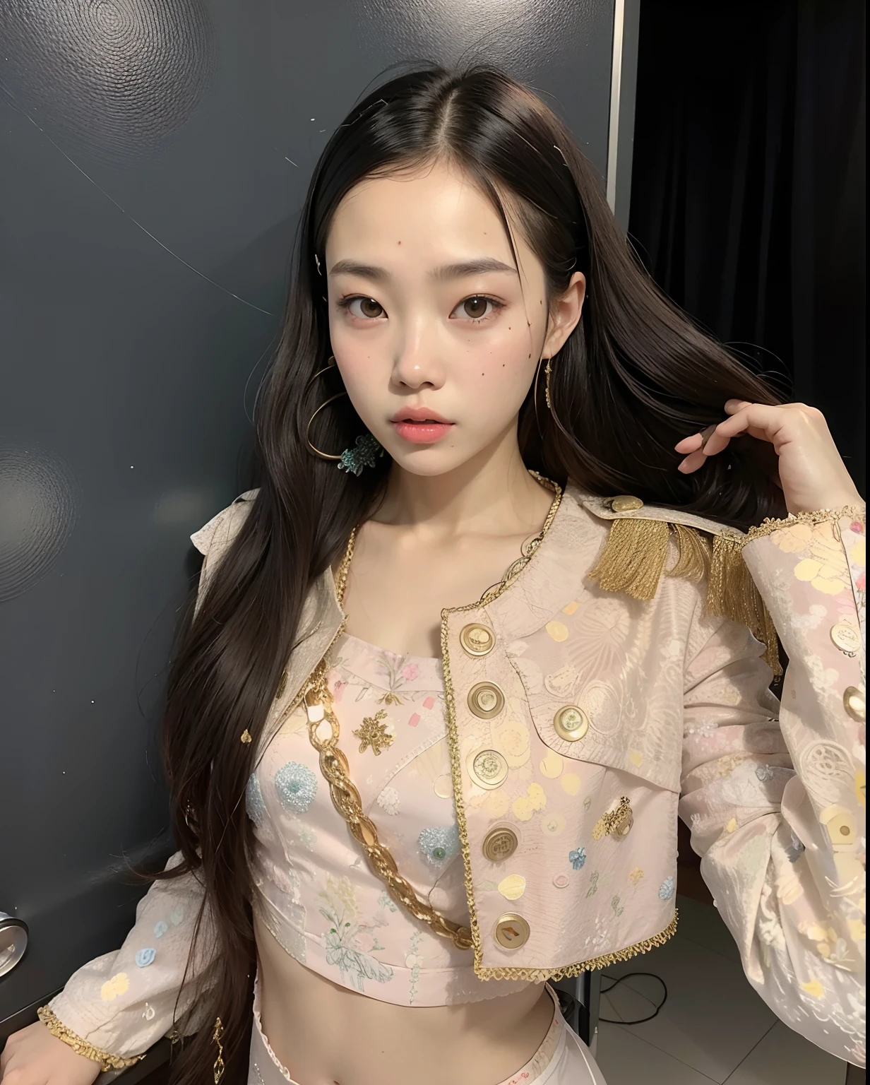 Un primer plano de una mujer con un vestido negro posando para una foto, Jennie Blackpink, Gemma Chen, young cute wan asian face, Marinero Kitagawa, Xintong Chen, Wenfei Ye, Jossi do Blackpink, Lulu Chen, Shiori Teshirogi, Aoi Ogata |, she is facing the camera, Kiyoko Suzuki, Yanjun Chengt