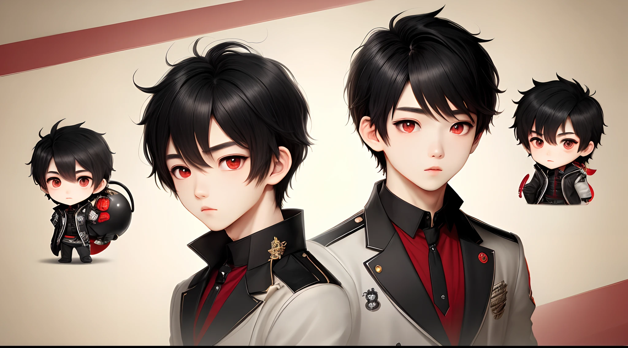 Red eyes,black hair,boy,chibi,cute,guy
