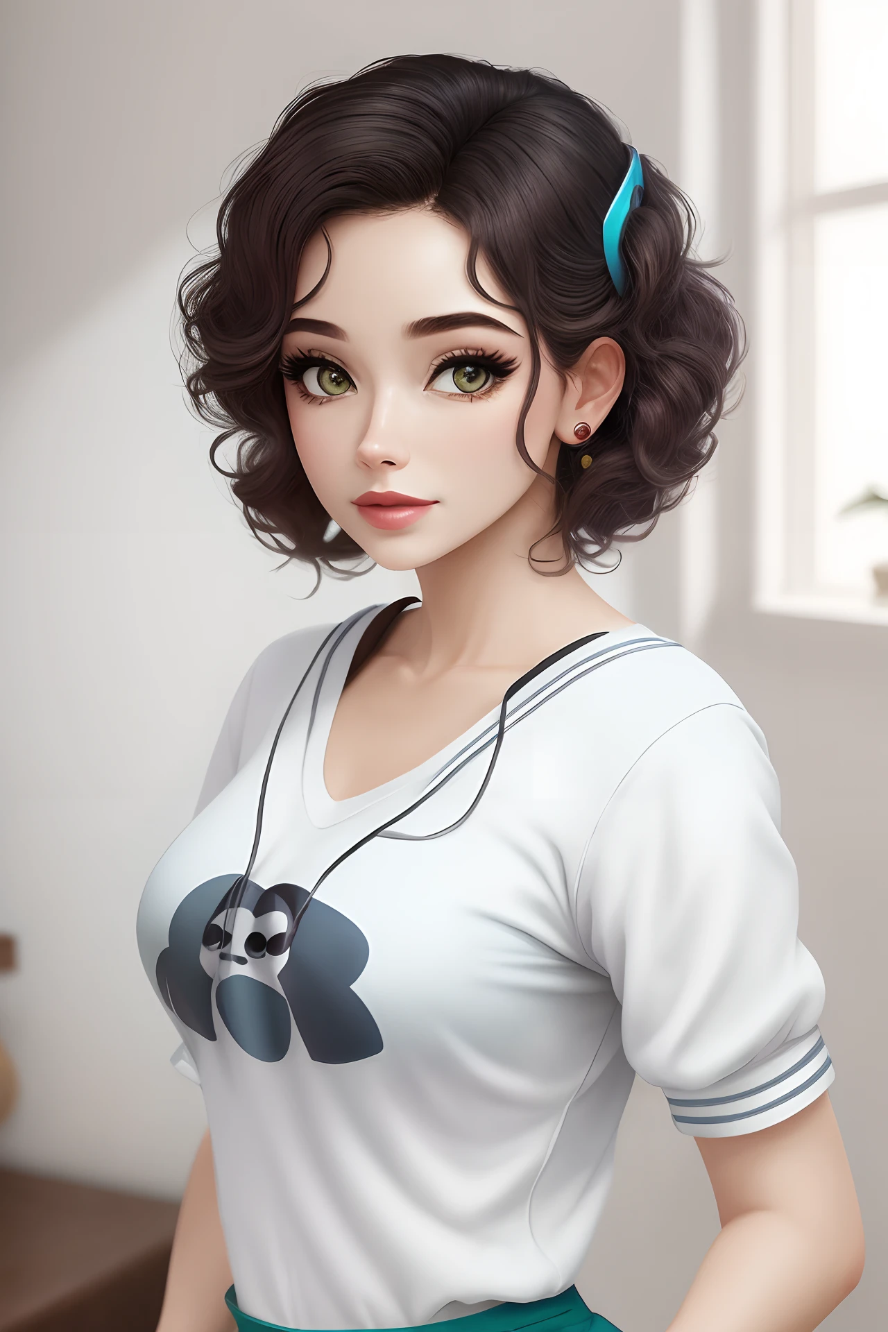 Estilo pixar mulher negra cabelo crespo curto com homem branco cabelo liso curto casando