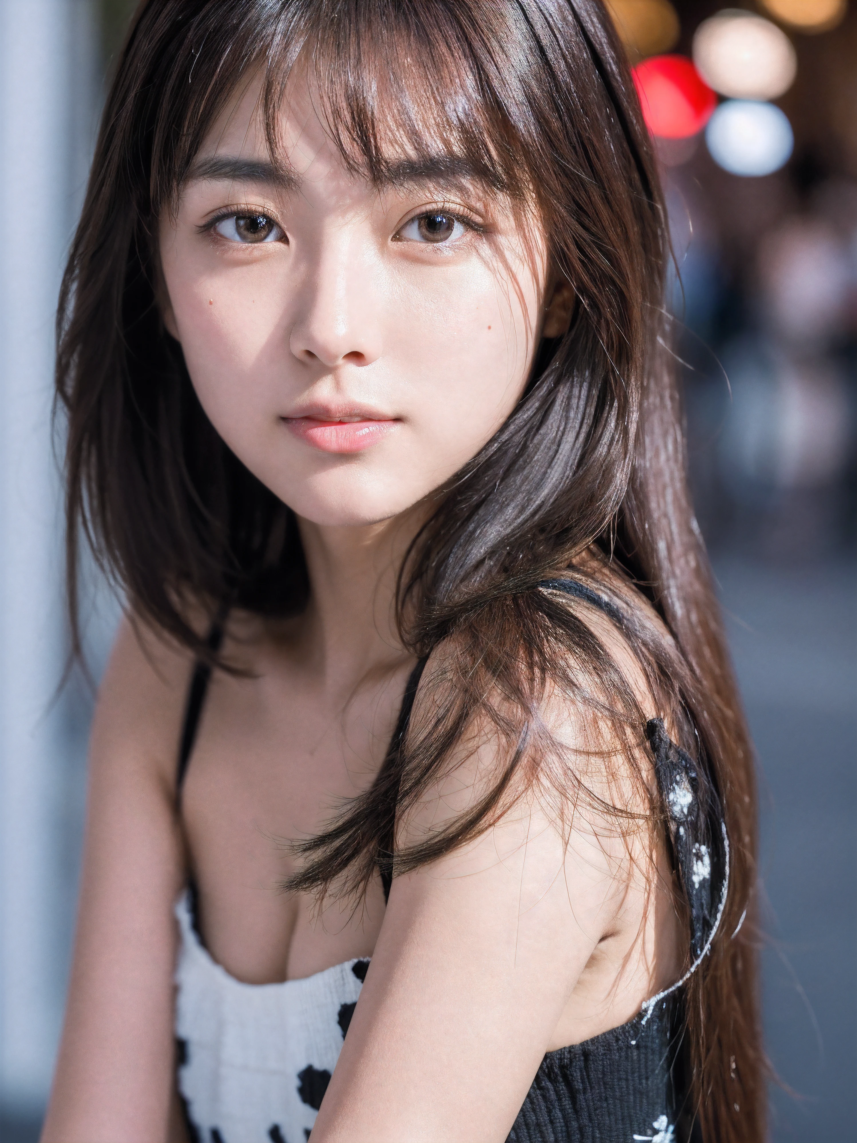 (8k, RAW Photo, Best Quality, Masterpiece:1.2), Ultra Detail, Super Resolution, (Realistic, Realistic Photo:1.37), Portrait, High Detail RAW Color Photo, Professional Photo, Extremely Detailed and Beautiful, Extremely detailed, 8k wallpaper, amazing and detailed, huge file size, official art, highly detailed CG unity 8k wallpaper, highly detailed beautiful girl, highly detailed face, highly detailed eyes, highly detailed skin, highly detailed fingers, highly detailed nose, very detailed detailed mouth , perfect anatomy, highly detailed background, highly detailed clothes, 1girl, (20:1.2), 20s, cute girl, realistic body, petite, fair skin, glowing skin , slim body, handsome body, (huge breasts), black hair, long hair, (blunt bangs:1.2), smile, cute, youthful, cute face, realistic face, delicate eyes, drooping eyes, (Erotic, Bikini, Triangle bikini, String bikini,), (ハイレグ, Tバック), cowboy shot, facing front, standing posture, Contraposto, dynamic lighting, cowboy shot,short hair,
