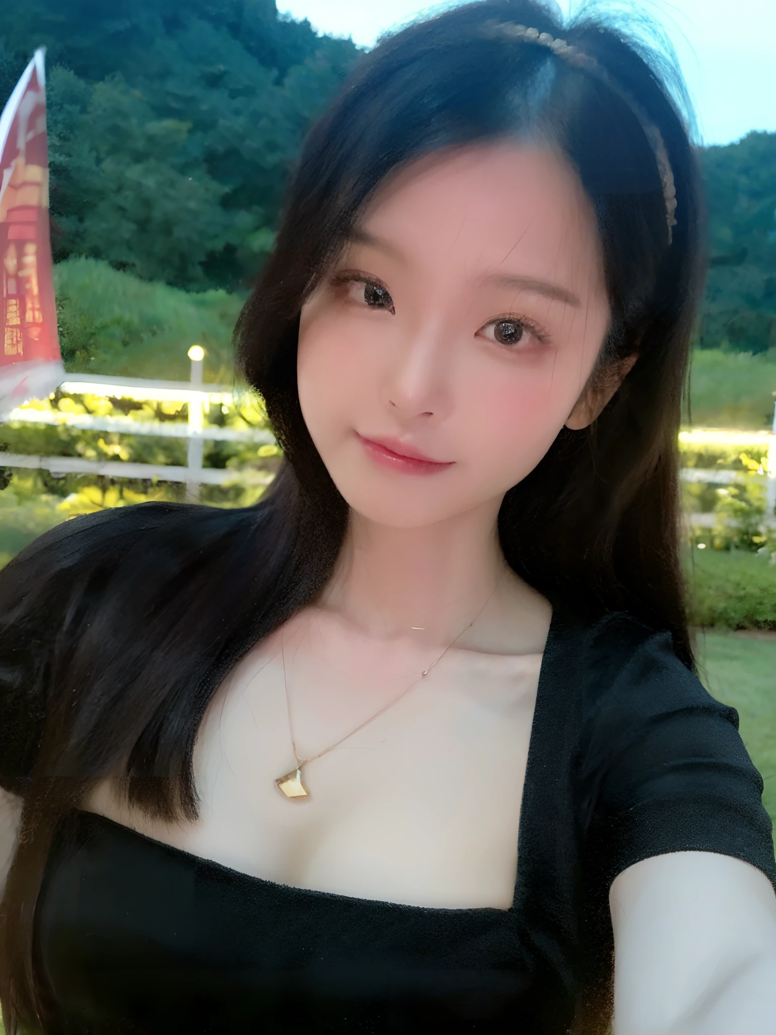 arafed asian woman with a black dress posing for a picture, Korean girl, Chinese girl, xintong chen, xision wu, 2 , wenfei ye, 18 years old, Asian girl, Li Zixin, 2 3 years old old, young cut face, zmonzheng, 21 years old