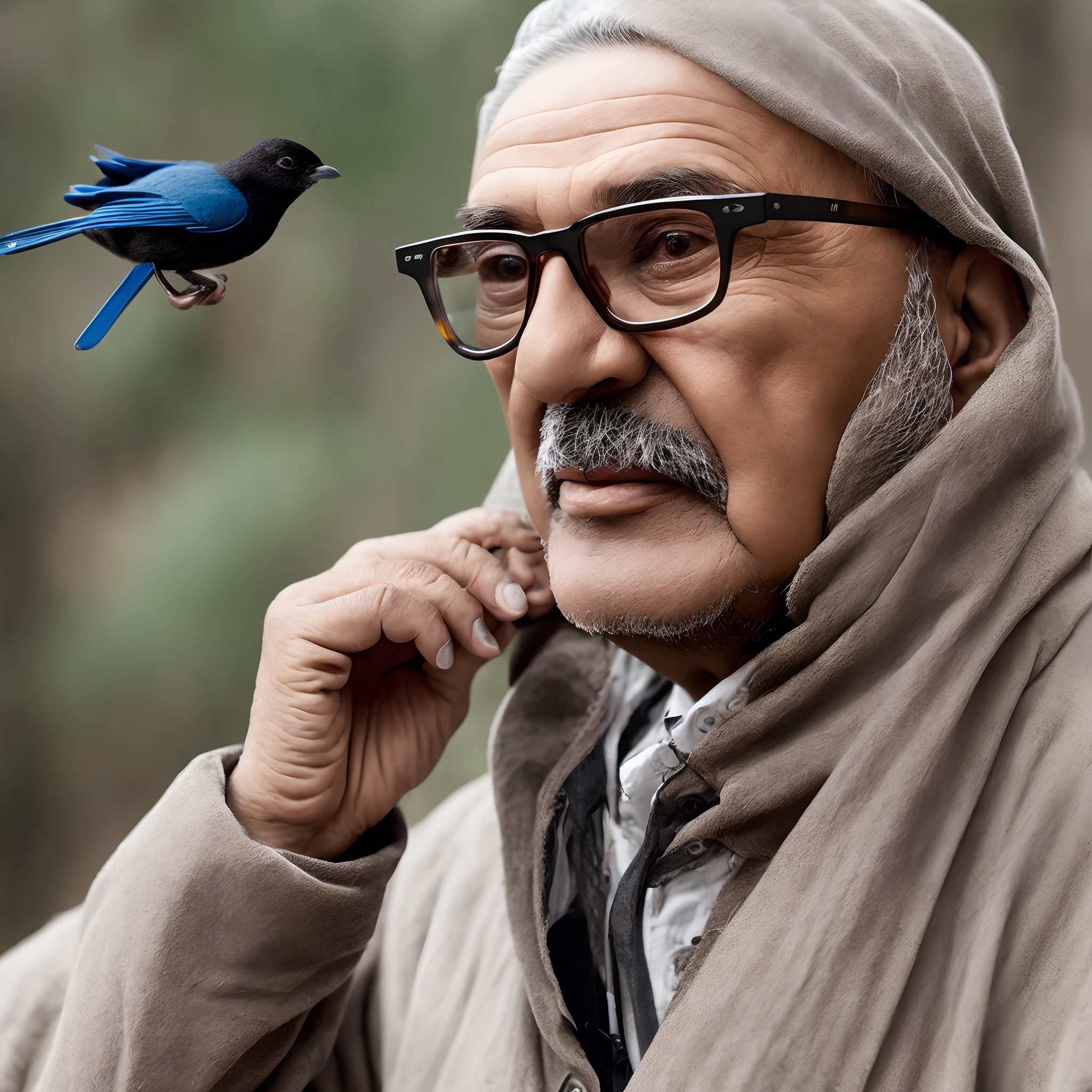 Babaa　eye glasses　a bird　Aho　disease　advanced age　perm