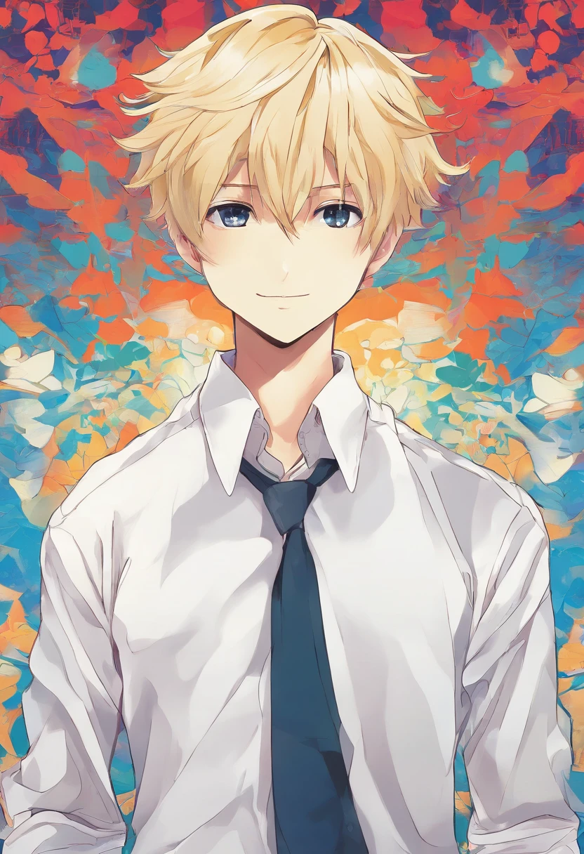 Blond boy wearing formal shirt, full body,7