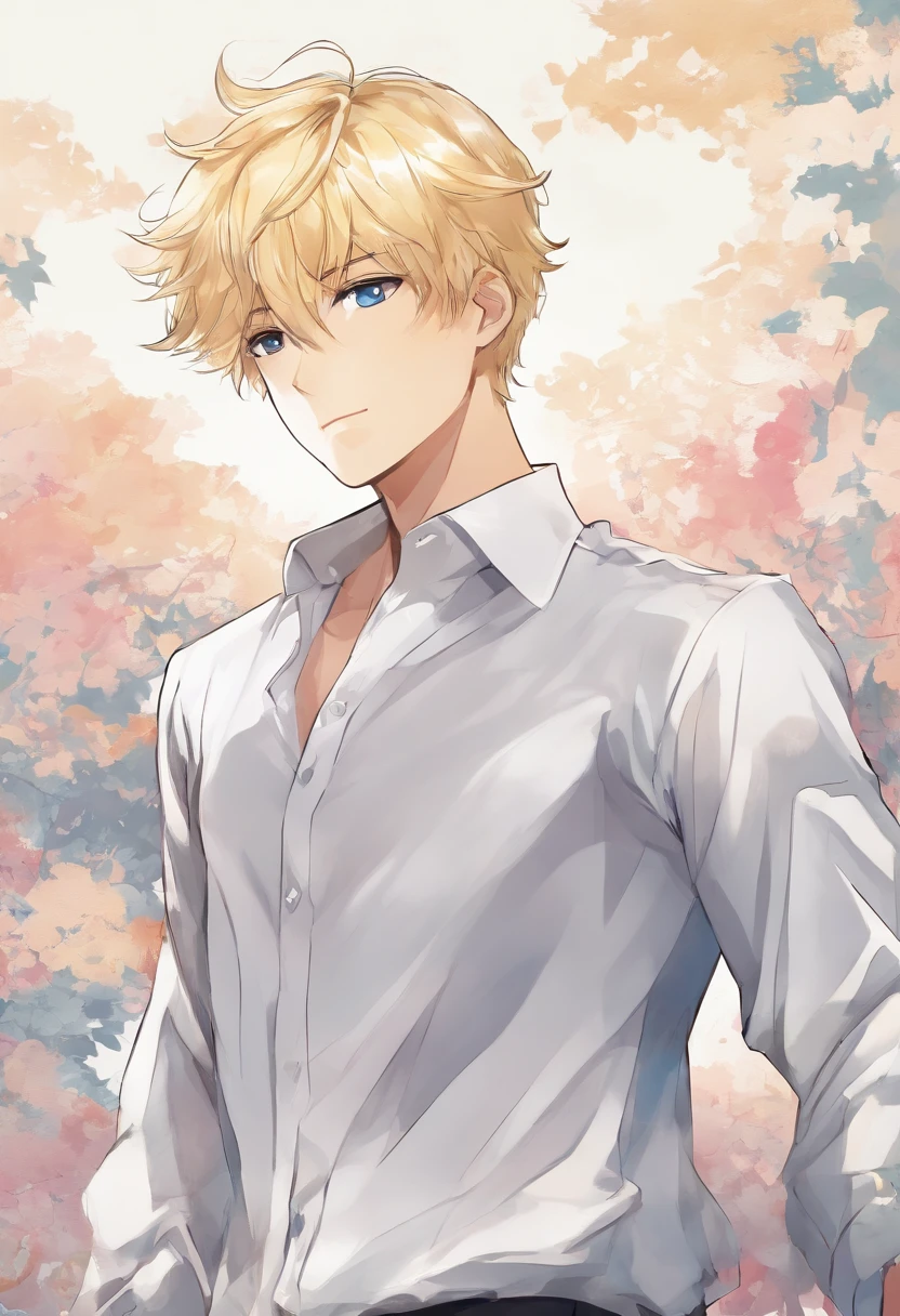 Blond boy wearing formal shirt, full body,7