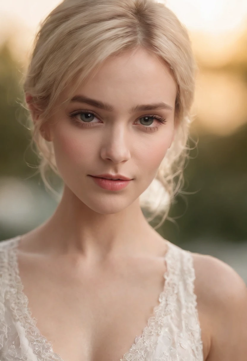 professional, (4k photo:1.1) by (Jeremy Lipking:0.3), (Dittmann Anna:0.3), (Arian Mark:0.3), (Sharp focus:1.3), high detail, wearing (tight shirt:1.2), beautiful detailed face, hazel eyes, short blonde hair, (attractive young woman:1.3), (seductive:1.1), (blushing:1.1), hourglass body shape, natural breasts, wide hips