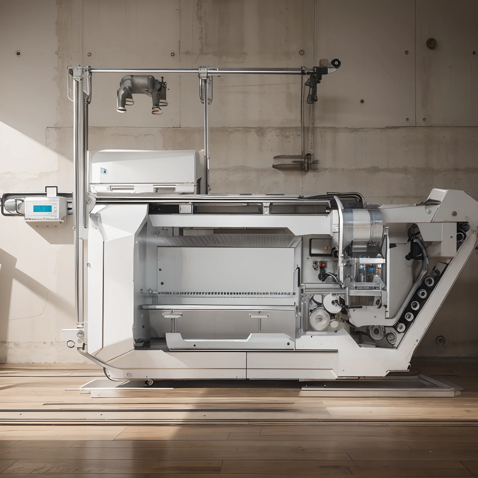 "Modern Industrial Finishing White Machine Perfect Minimalist Details"