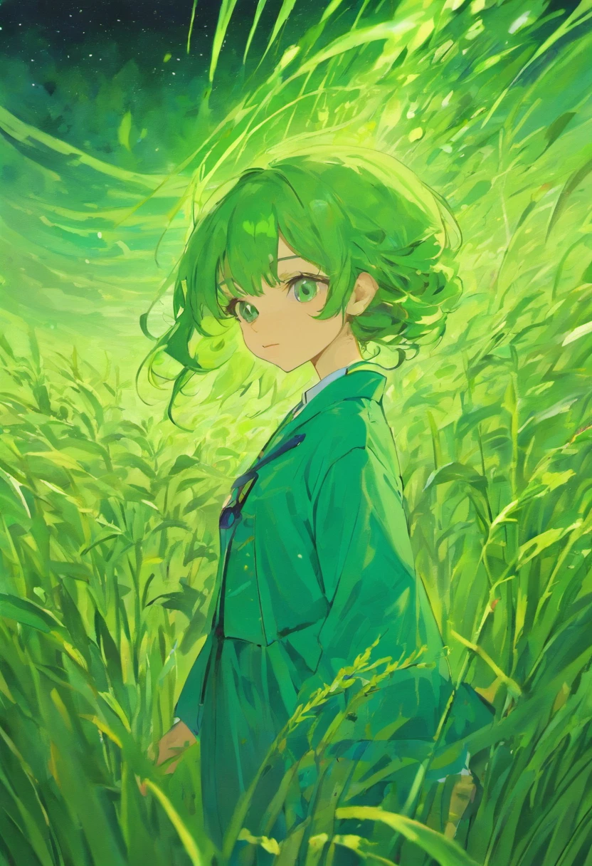 Green gecko,Van Gogh's style,paths,((starrysky)),Artwork,Wheat field,K HD。Rich in color