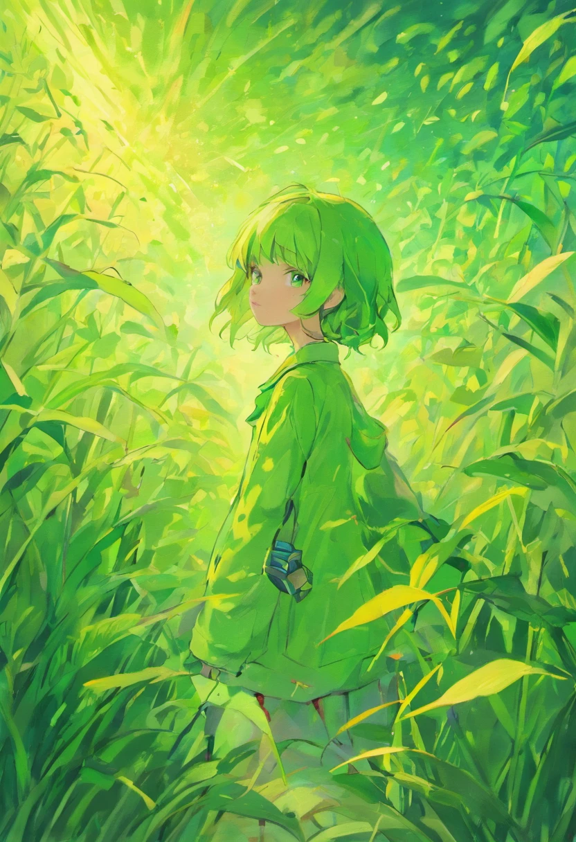 Green gecko,Van Gogh's style,paths,((starrysky)),Artwork,Wheat field,K HD。Rich in color