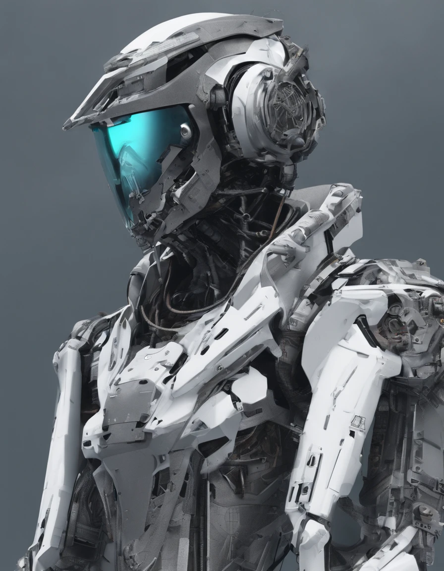 cyber punk perssonage,male people,quadratic element,mechs,Detail portrayal,facial,arm,lisses,4K,Mechanical anthropomorphism