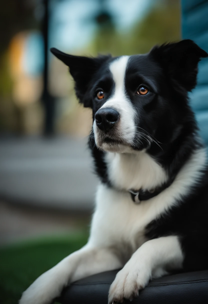 Smart doggy, cor preto com machas branca, pequeno , alegre