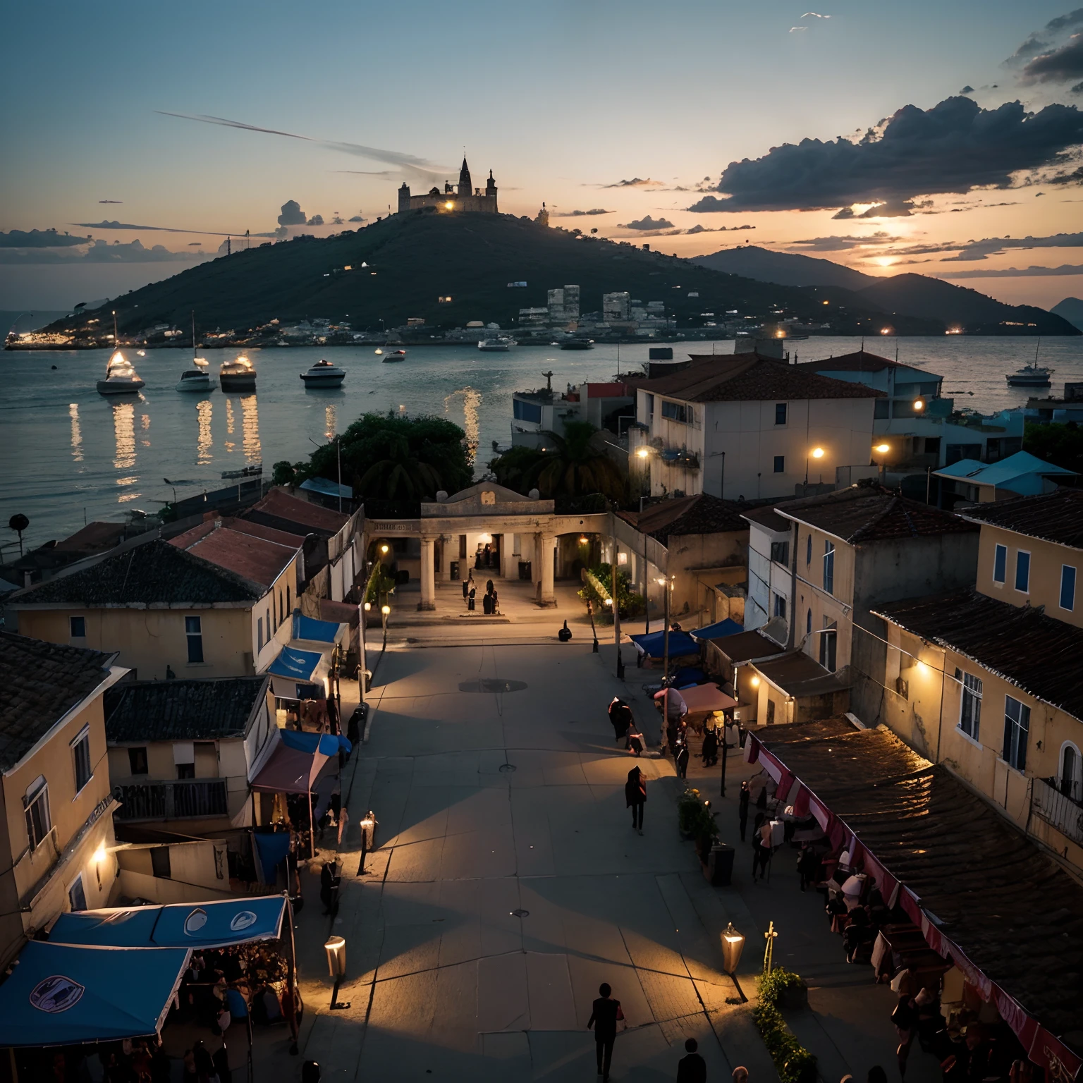 The backdrop is a city of St. John, a morte esta comemorando a festa de padre cicero junto aos cangaceiros..