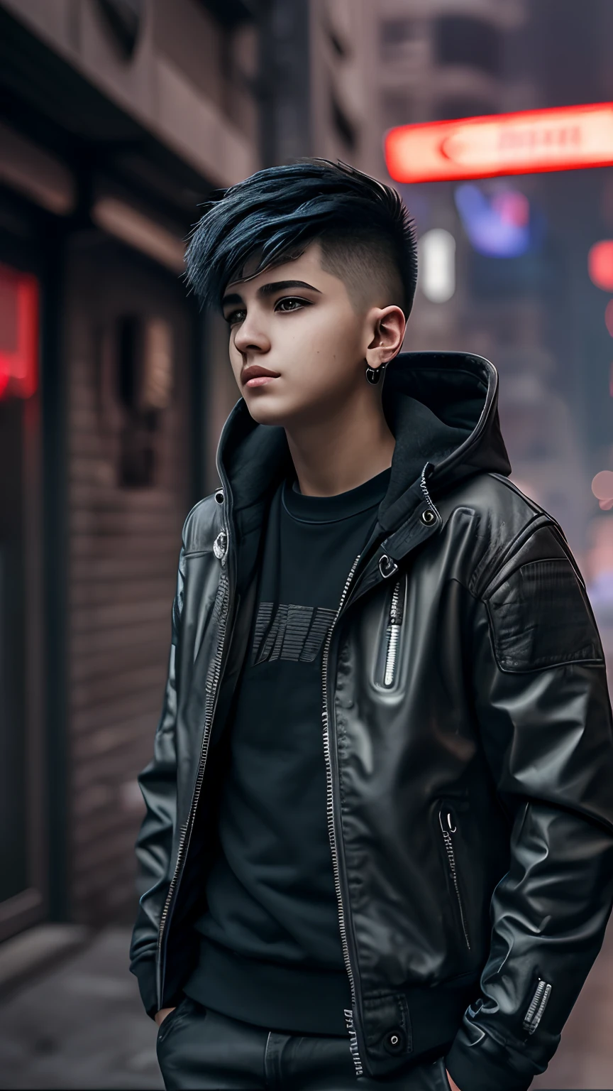 Change background cyberpunk boy realistic face ultra hd