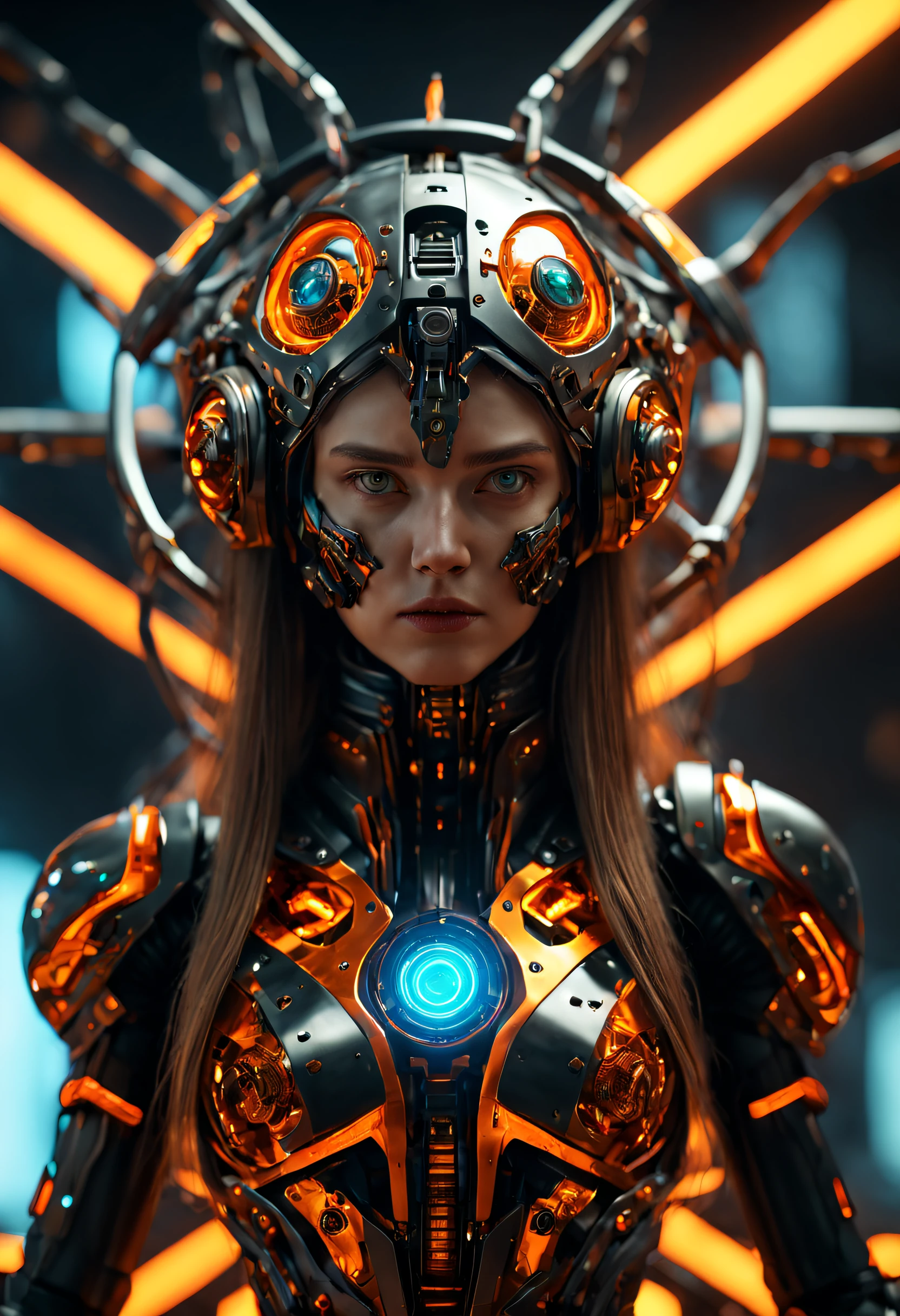 ((best quality)), ((masterpiece)), ((realistic,digital art)), (hyper detailed), DonMCyb3rN3cr0XL female Techno-witch, octane rendering, raytracing, volumetric lighting, Backlit,Rim Lighting, 8K, HDR,