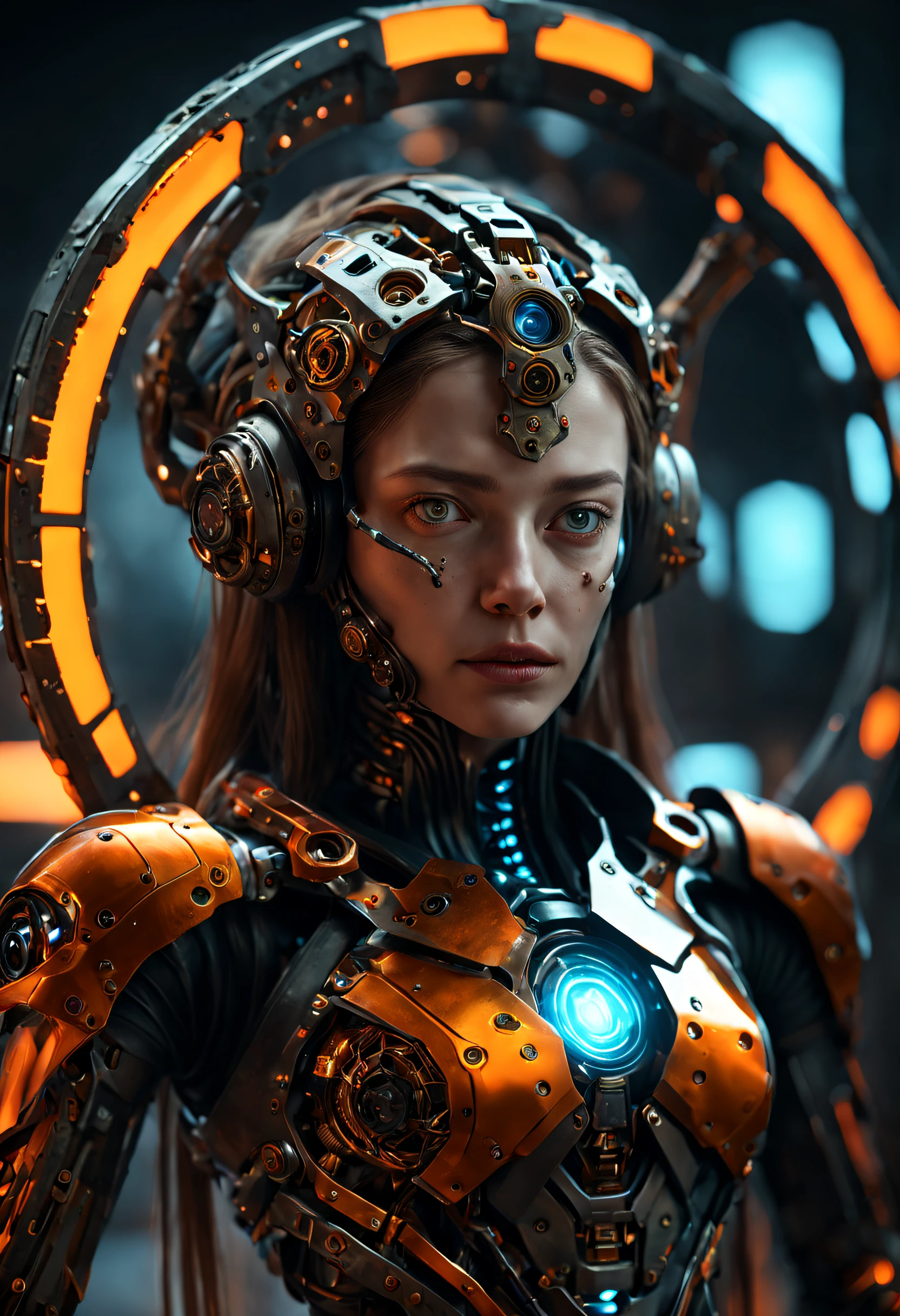 ((best quality)), ((masterpiece)), ((realistic,digital art)), (hyper detailed), DonMCyb3rN3cr0XL female Techno-witch, octane rendering, raytracing, volumetric lighting, Backlit,Rim Lighting, 8K, HDR,