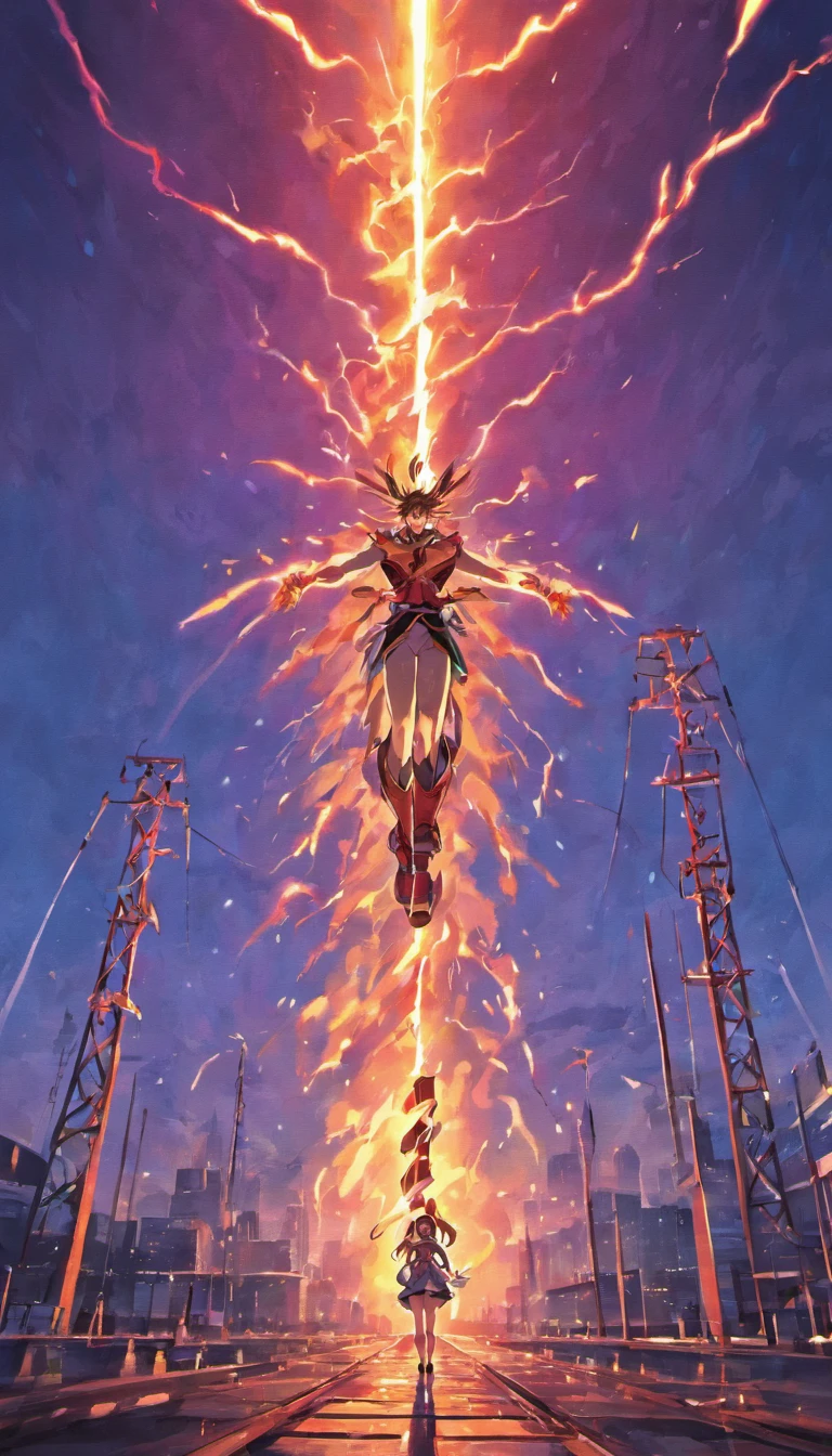 High voltage pole towers，the sunset