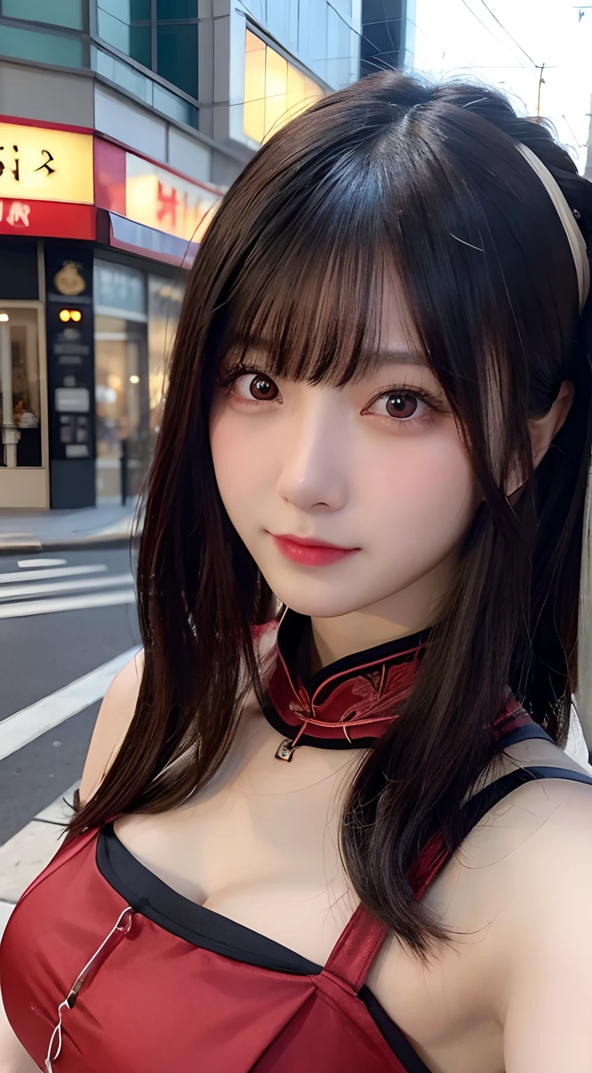 top-quality,8K,masterpiece:1.3),(超A high resolution,Photorealsitic:1.4,RAW shooting),(ultra-detailliert,Caustics,perfect anatomia),(hyper detailed background,Ultra-realistic capture,beautifully detailed eyes),(Scramble crossing in Shibuya:1.1),(Sexy red cheongsam),(sexy pose:1.1),japanes,20yr old,kawaii,pretty black hair,large boob,Staring at this,Naughty look, natta,Dynamic lighting,