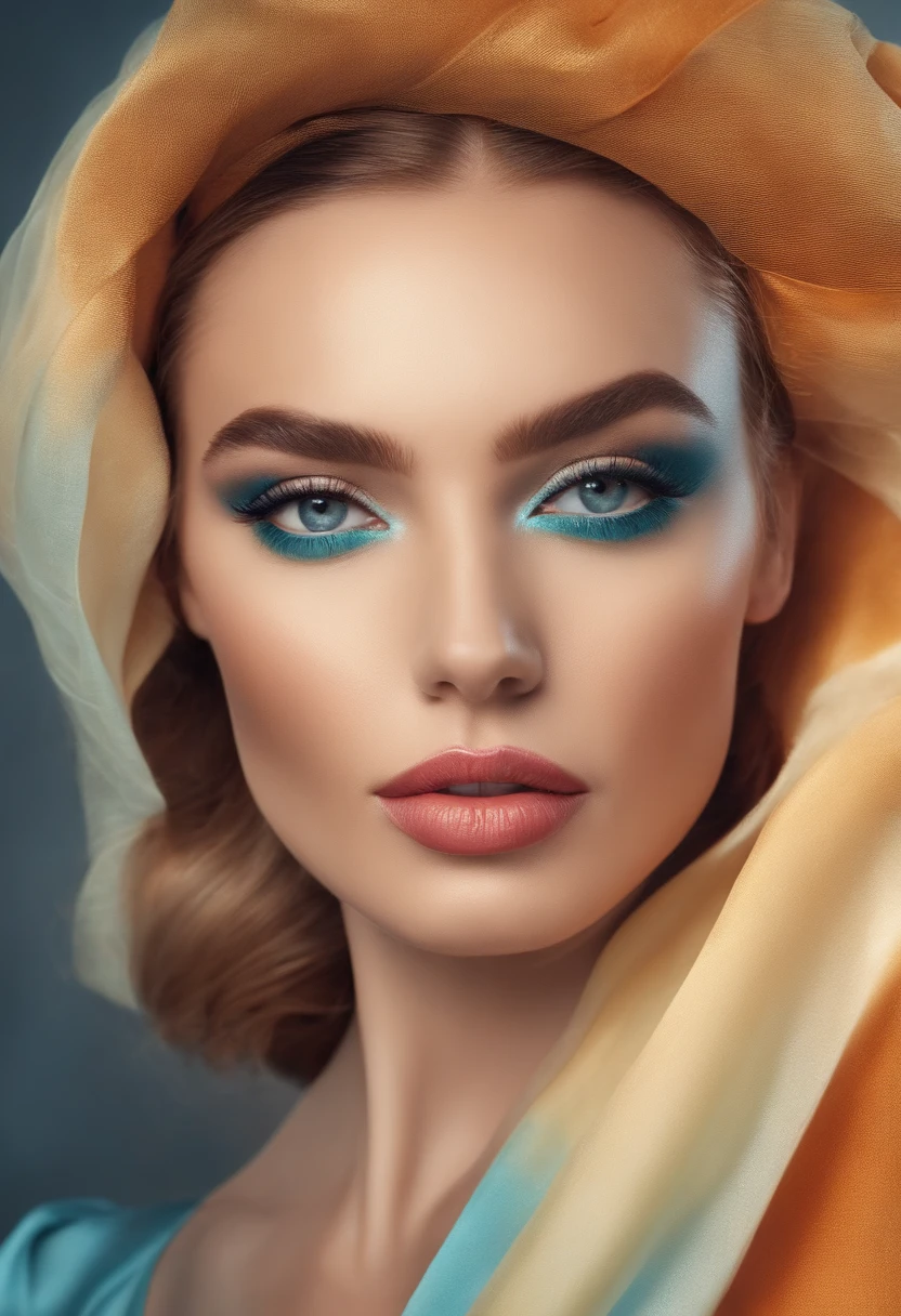 "Imaginez le visage d'une femme influenceuse contemporaine, 25 to 30 years old, that embodies beauty, la confiance et le style. Create an illustration of her face inspired by current makeup trends, de coiffure et de mode.  cheveux blond, photo de face