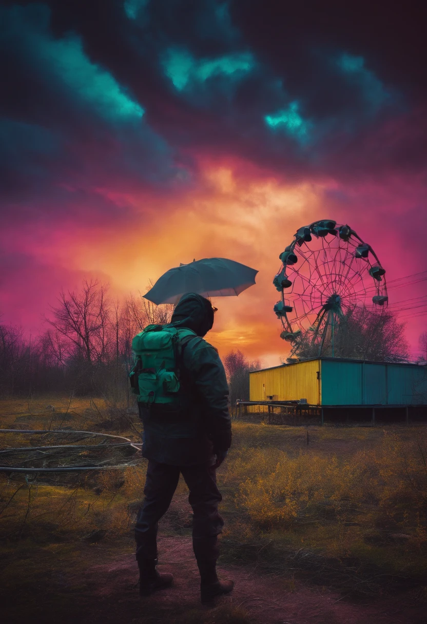 Stalker shadow of Chernobyl 80s synthwave style