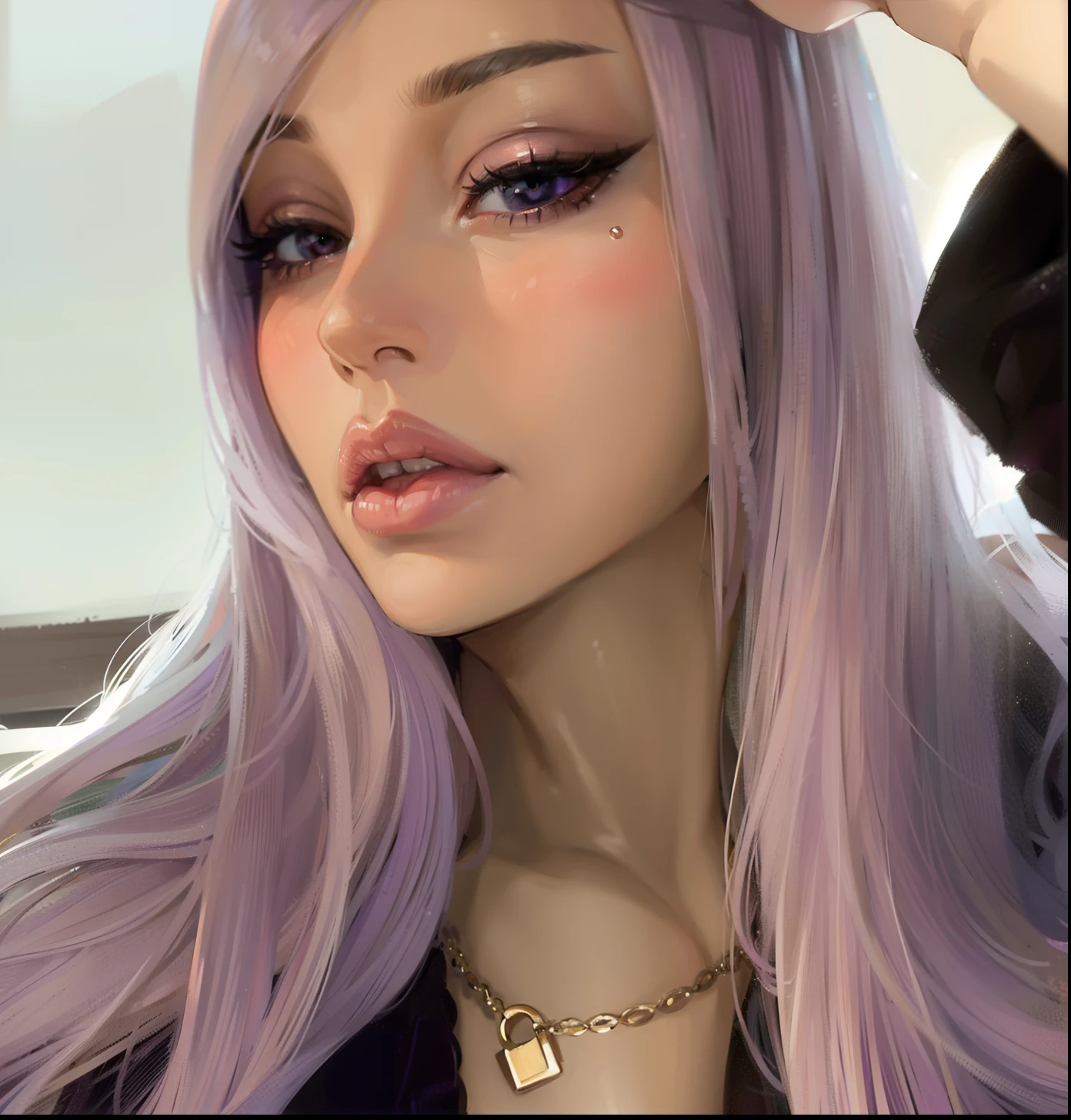 20 year old anime woman, purple hair, purple eyes, thin waist, outfit is tight and shows off her physique. Thigh gap, perfect ass, round ass, athletic physique. (4k) (High definition) (Ultra high resol)