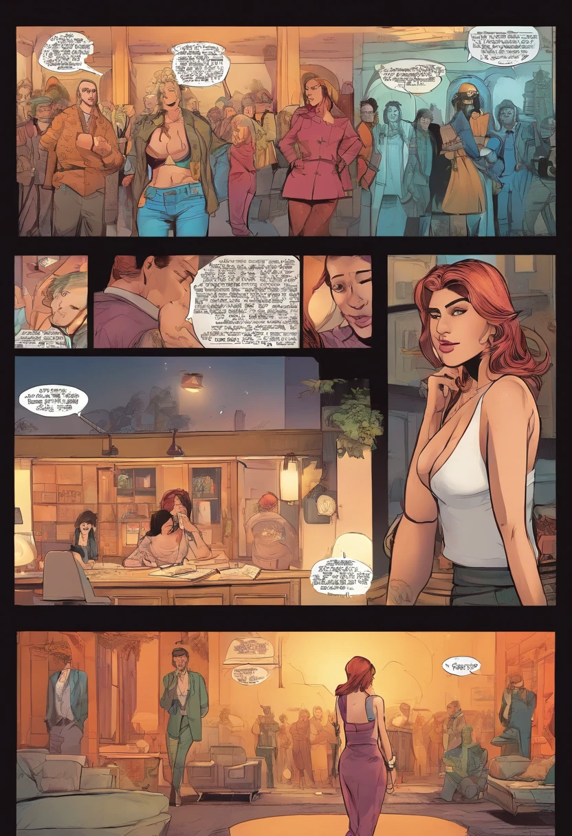 A hot married woman with a big sexy ass gets forced to strip for a group of butch lesbian women, crying, (big ass), sexy, detailed, (masterpiece), (NSFW), multiple panels, make each panel large