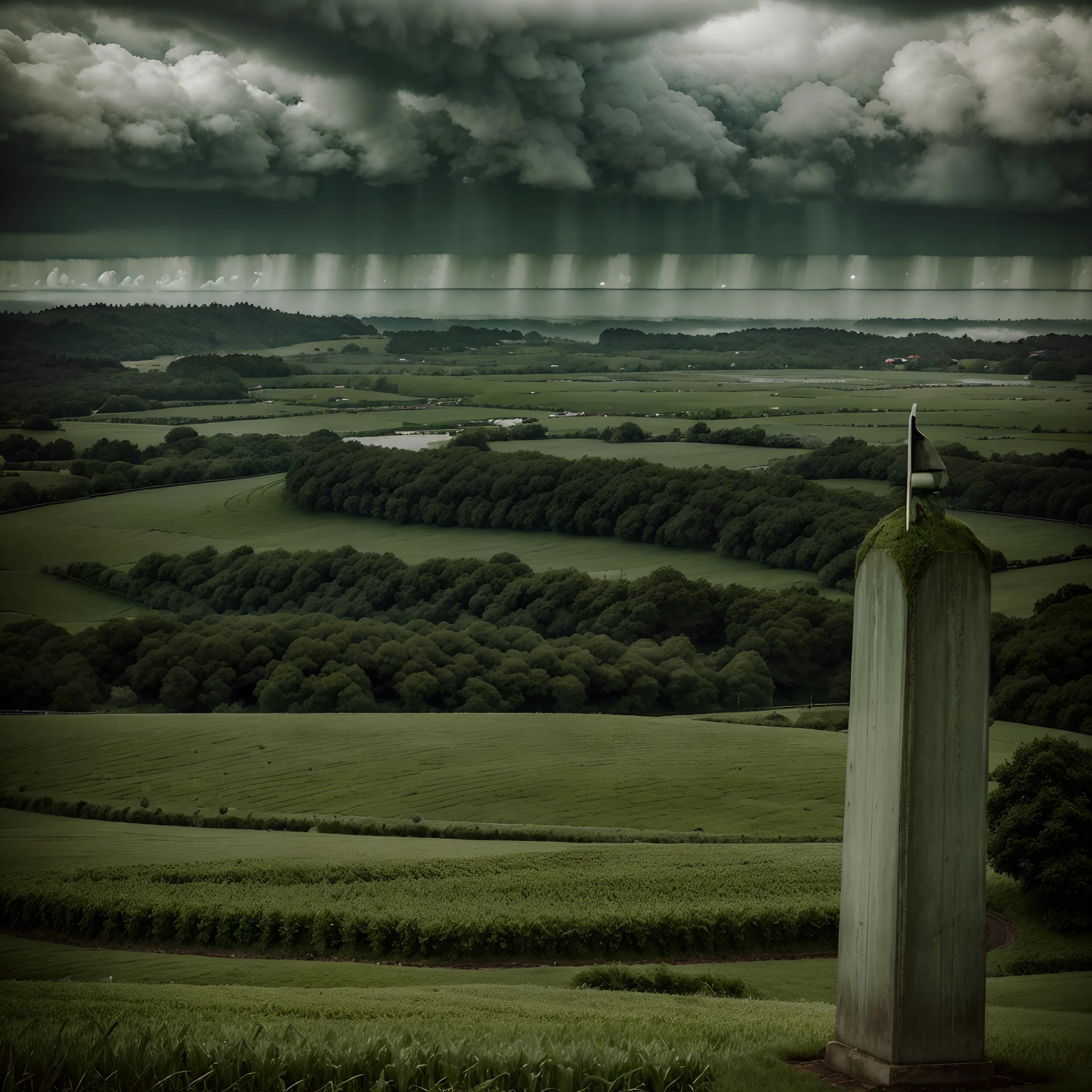 (a gloomy:1.5), Infinite Green [green fields:1.3], natural landscape:1.2], Strong longing, zora々Loving, Tenderness in any appearance, Sad look, Beautiful upright union.