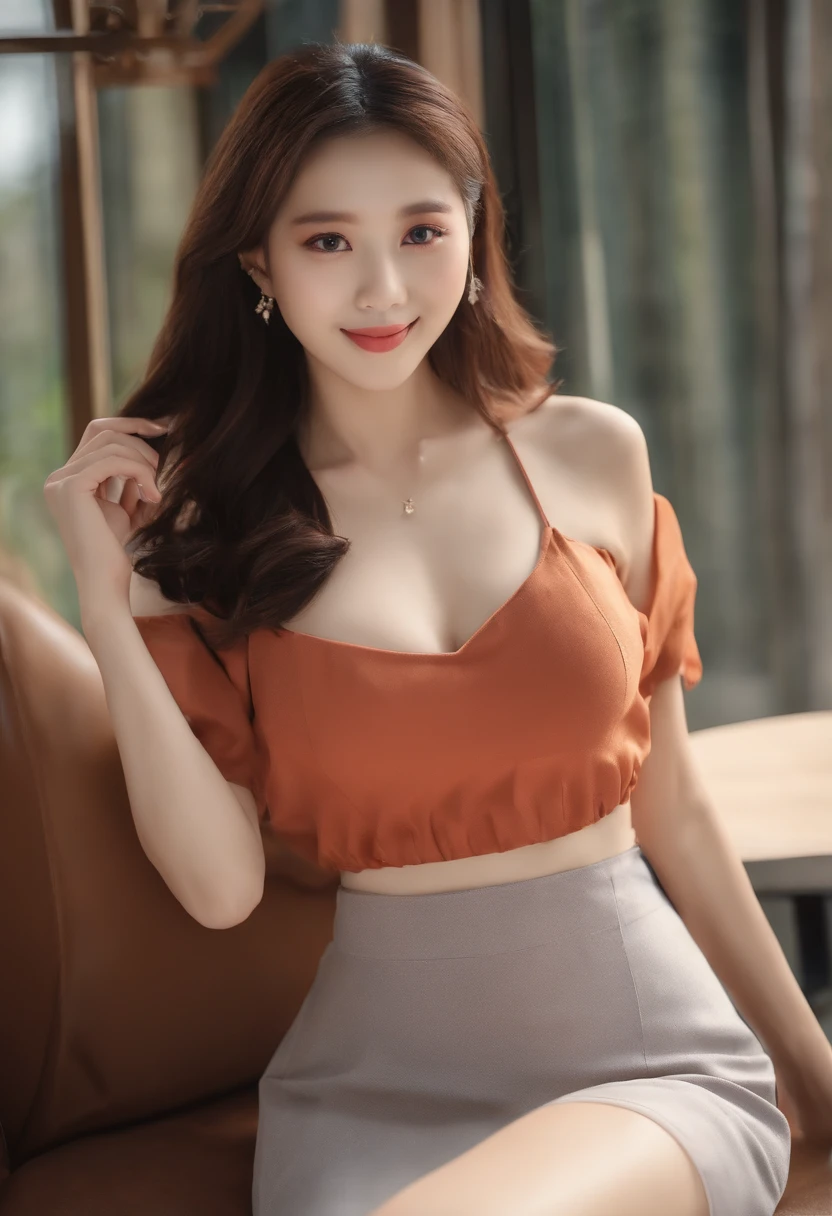 ChineseGirl，((Best Picture Quality, 8k, tmasterpiece:1.3)), 1girl, Beautiful woman with slender abs:1.3, (Casual hairstyle, No leakage of big breasts:1.2), black color dress:1.1, Ultra-fine face, 詳細な目, 二重まぶた，ssmile，Home