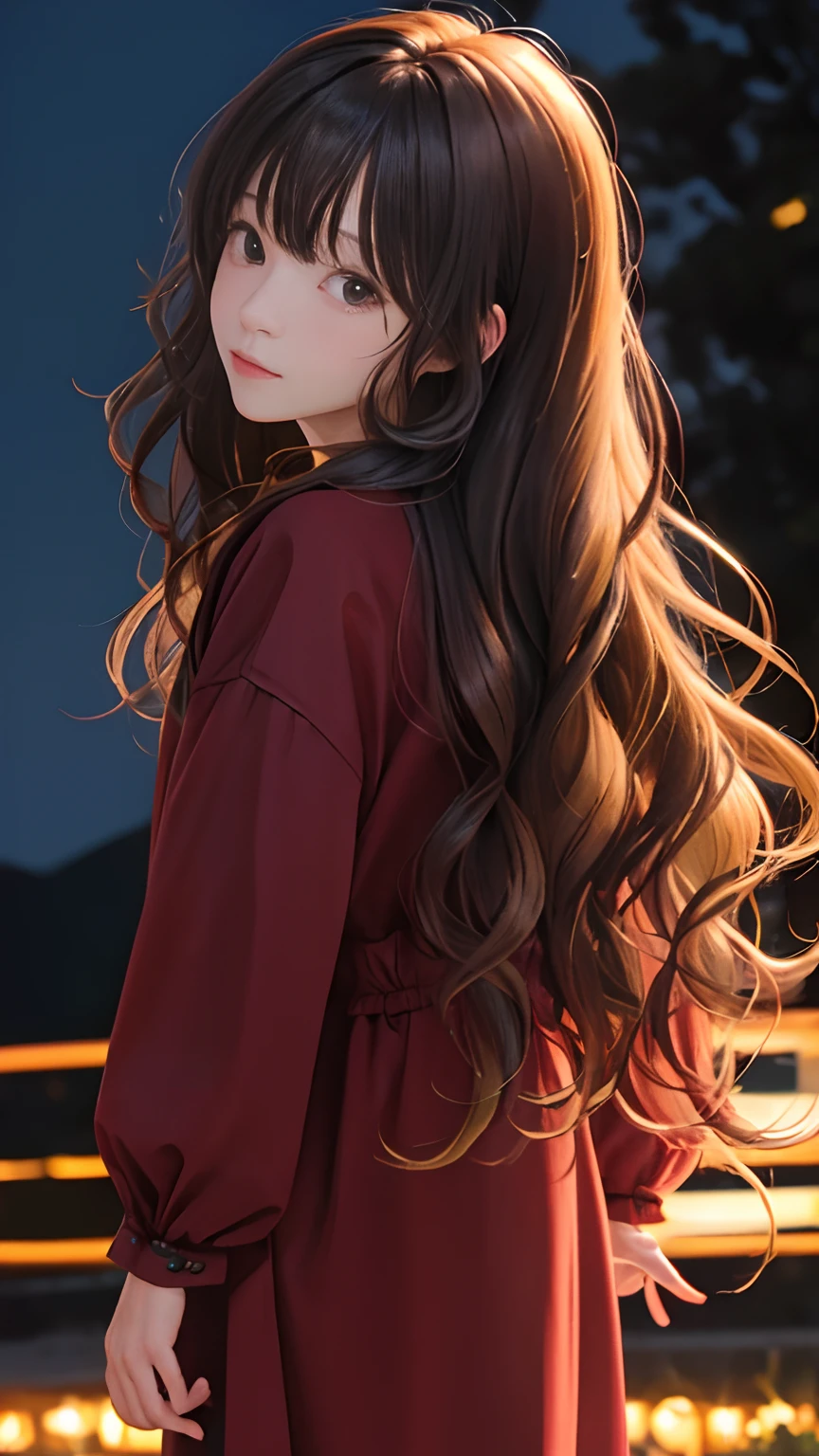 (masterpiece:1.2), (best quality:1.2), night, (looking at viewer), bright skin, cowboy shot, 
outdoors, fringe, 
long hair, (wavy hair),
