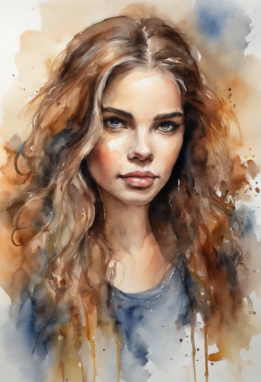 Retrato de uma jovem muito bonita, gordinha, cabelo loiro, nua com o dedo na boca.
