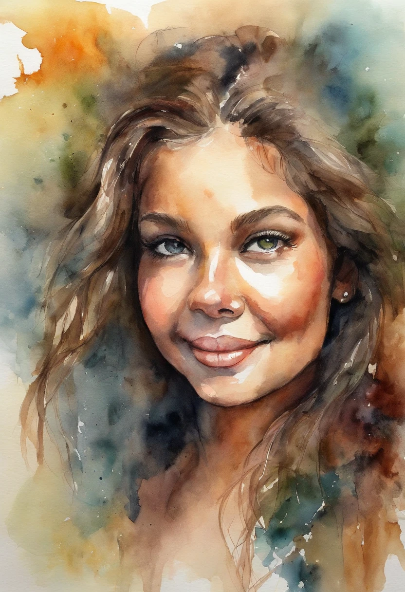 Retrato de uma jovem muito bonita, gordinha, cabelo loiro, nua com o dedo na boca.