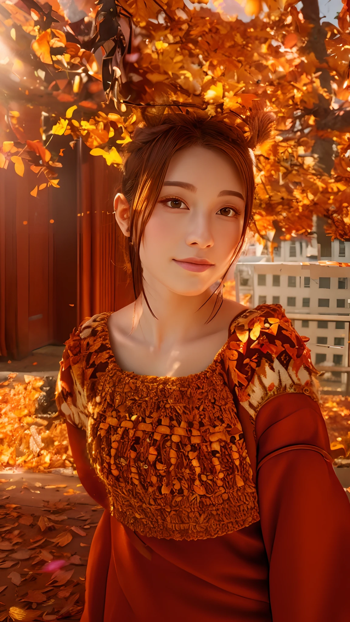 Change A Background To An Anime Autum Season,Change the Charector to a realistic anime face,8k resolution Realistic Face