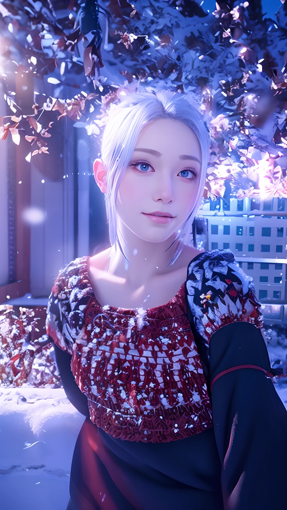 Change A Background To An Anime Snowfall Winter Season,Change the Charector to a realistic anime face,8k resolution Realistic Face