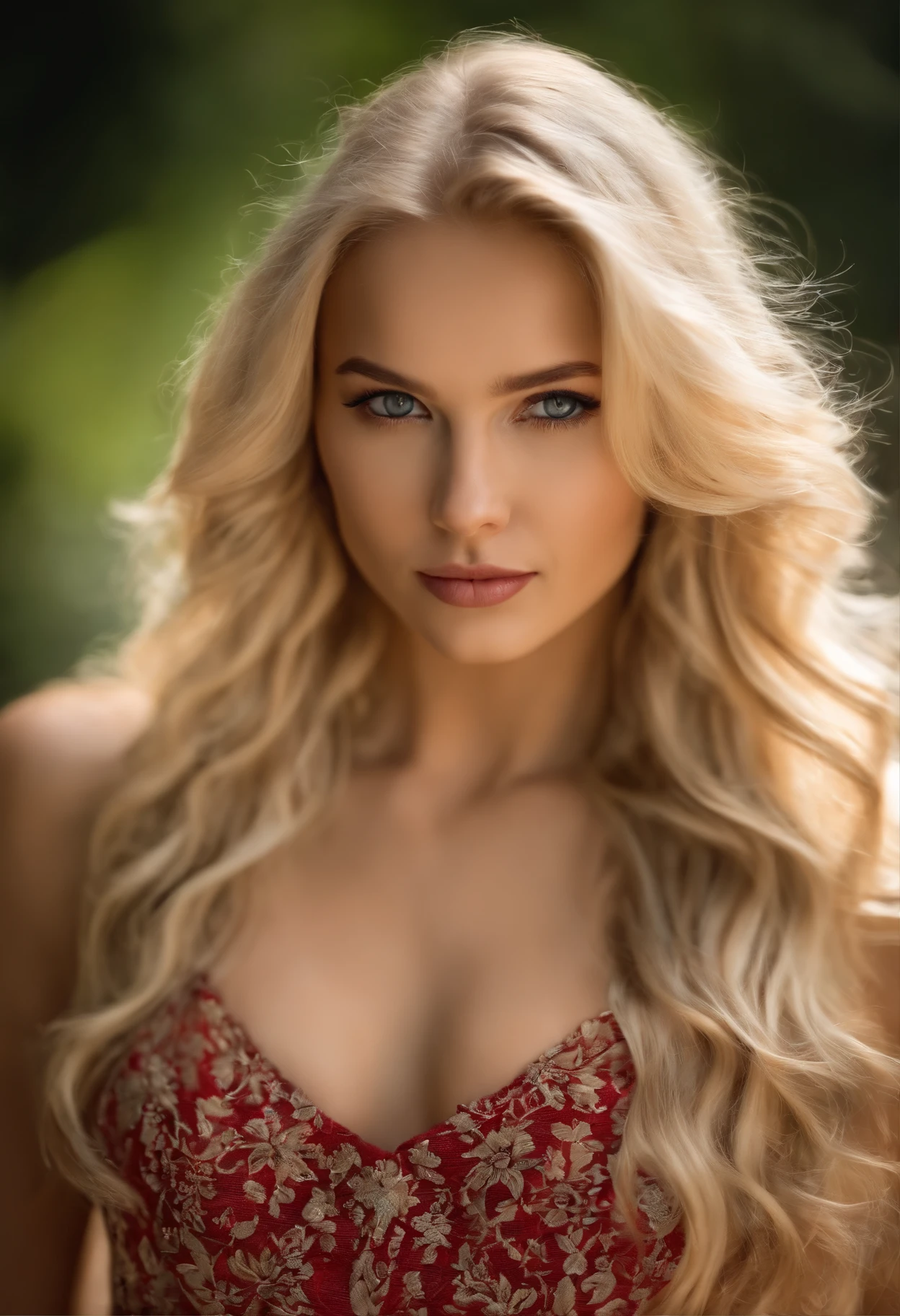 NSFW Blonde Young Woman Perfect Body With Long Wavy Blonde Hair, Detaillierte, seductive eyes, lange sexy Beine