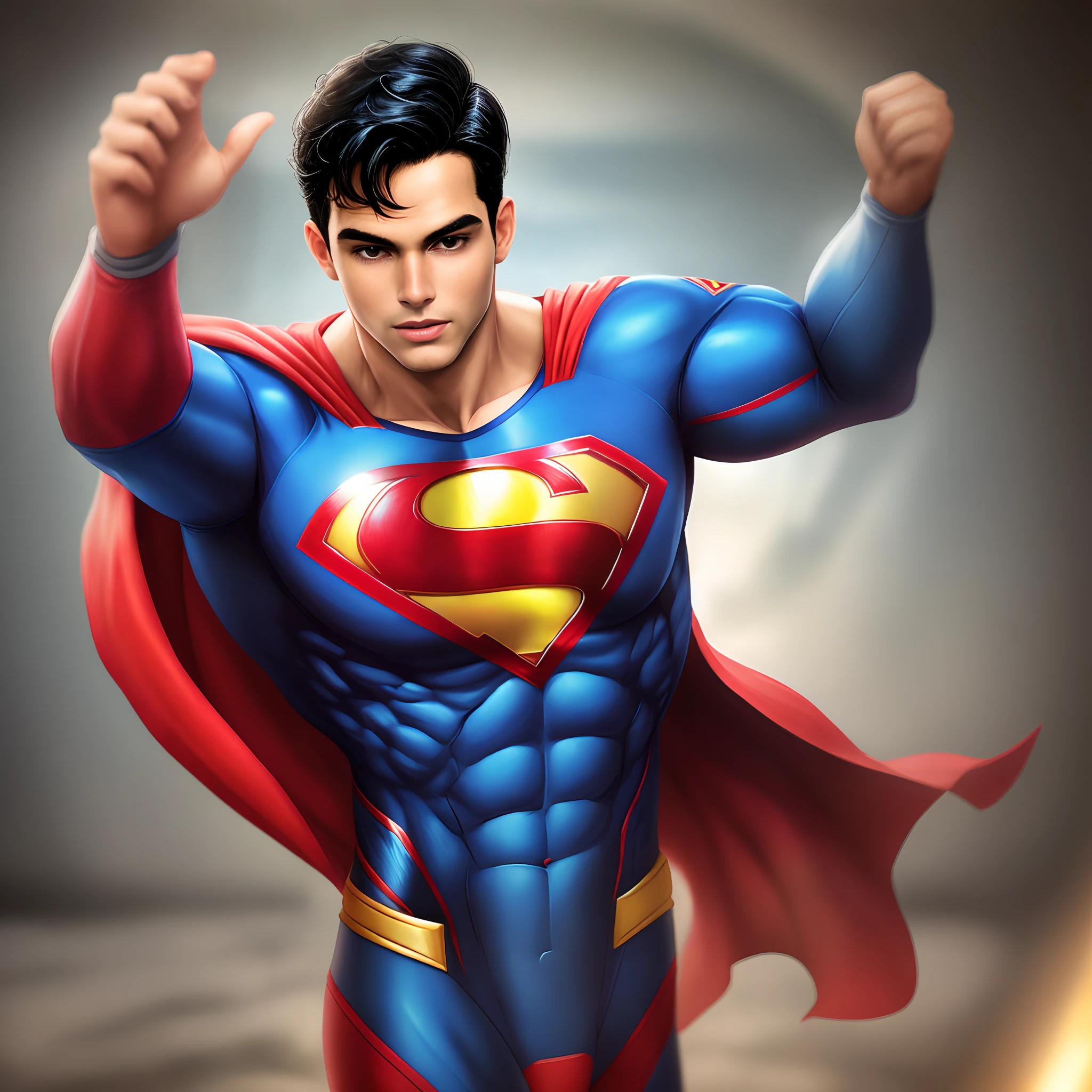 Super Man fundido com a natureza, roupas verde, musculoso, aura de energia verde, hiper realista