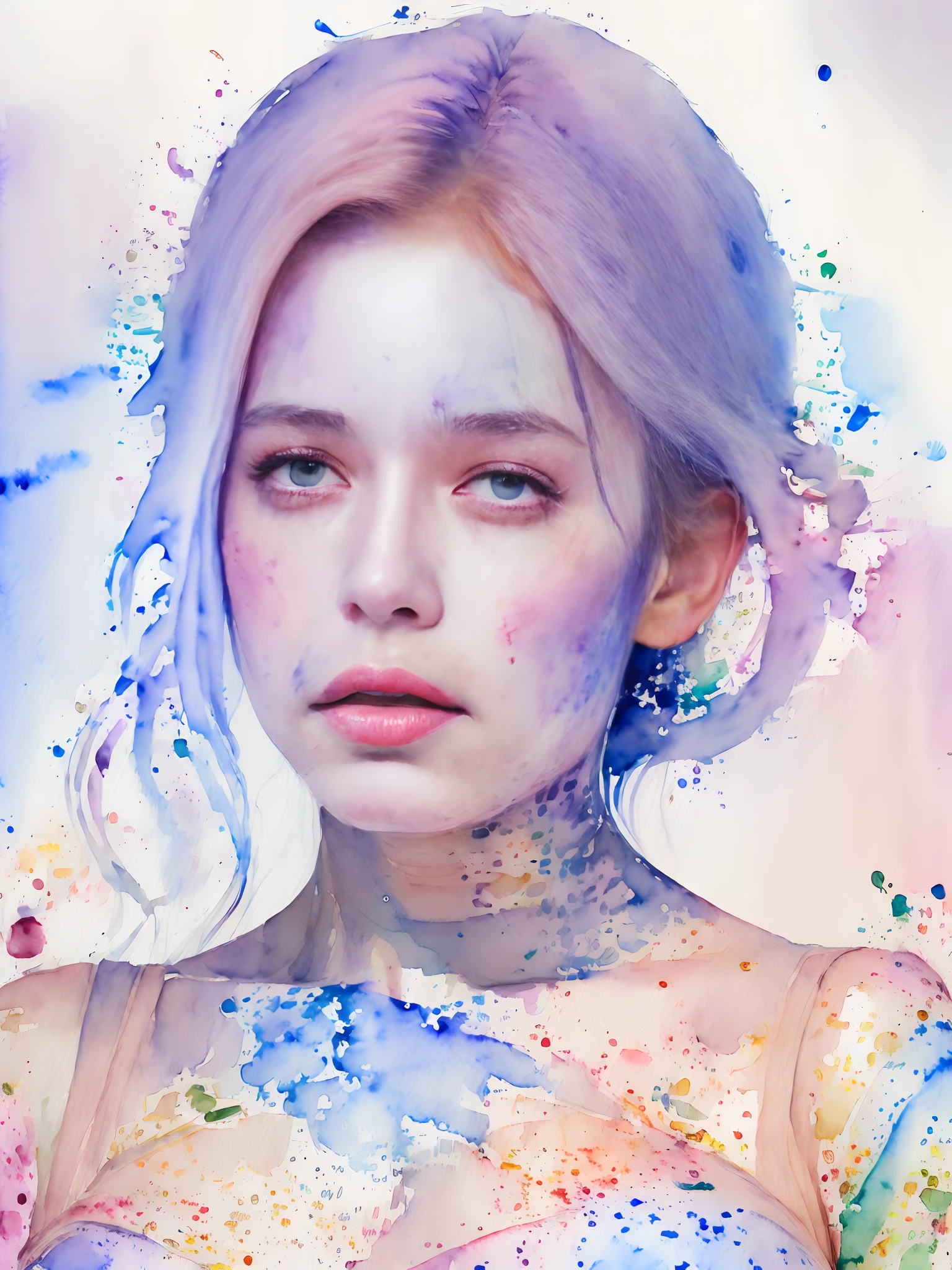 (Watercolor style:1.9),Young Sensual Gravure Idol、beautiful girls face、Young cute gravure idol、奈良美智、Young Gravure Idol、If々Japan Girl、Close up of Rain Iwakura、Pull Shorthair、Photos taken with Sony A7R,undergarment:1.3,(huge-breasted:1.1),((Top image quality、8K、masuter piece、:1.3))、Super fine face、Ultra Fine Lips、Fine Eye、二重まぶた、full body Esbian、Ultra-fine lips、Breakdown、二重まぶた:1.2(Photorealsitic、Raw photography、top-quality:1.4)、Al Eyes、beautidful eyes、(real looking skin)、Beautiful skin、The ultra -The high-definition、the golden ratio、(1 girl in)、
