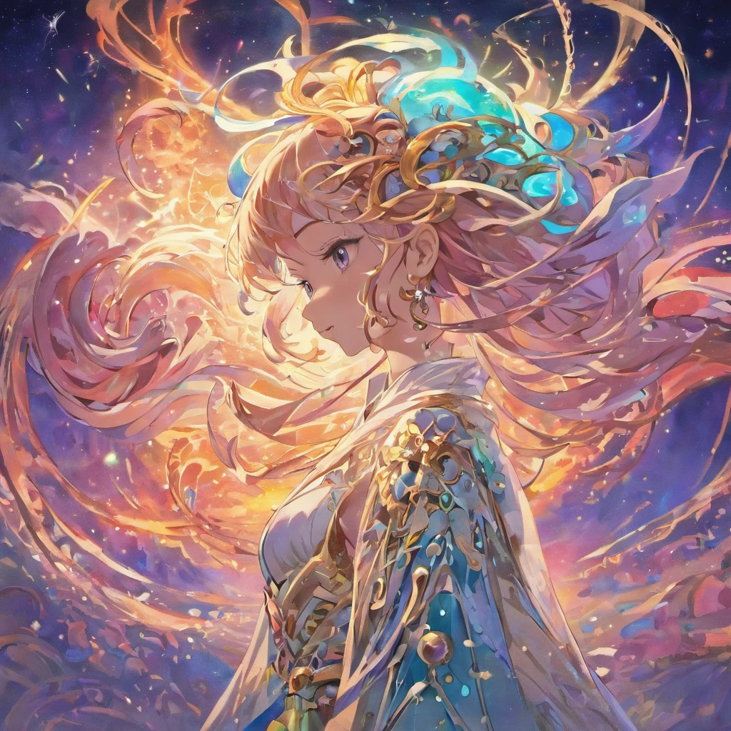 A celestial serpent with tendrils of mist and pearlescent eyes, floating gracefully in the cosmos, inspired by Salvador Dali's surrealism and H.R. Giger's biomechanical style. Incorporate elements of watercolor and digital art to create a dreamlike atmosphere. Captivate with intricate details and a mystical aura.