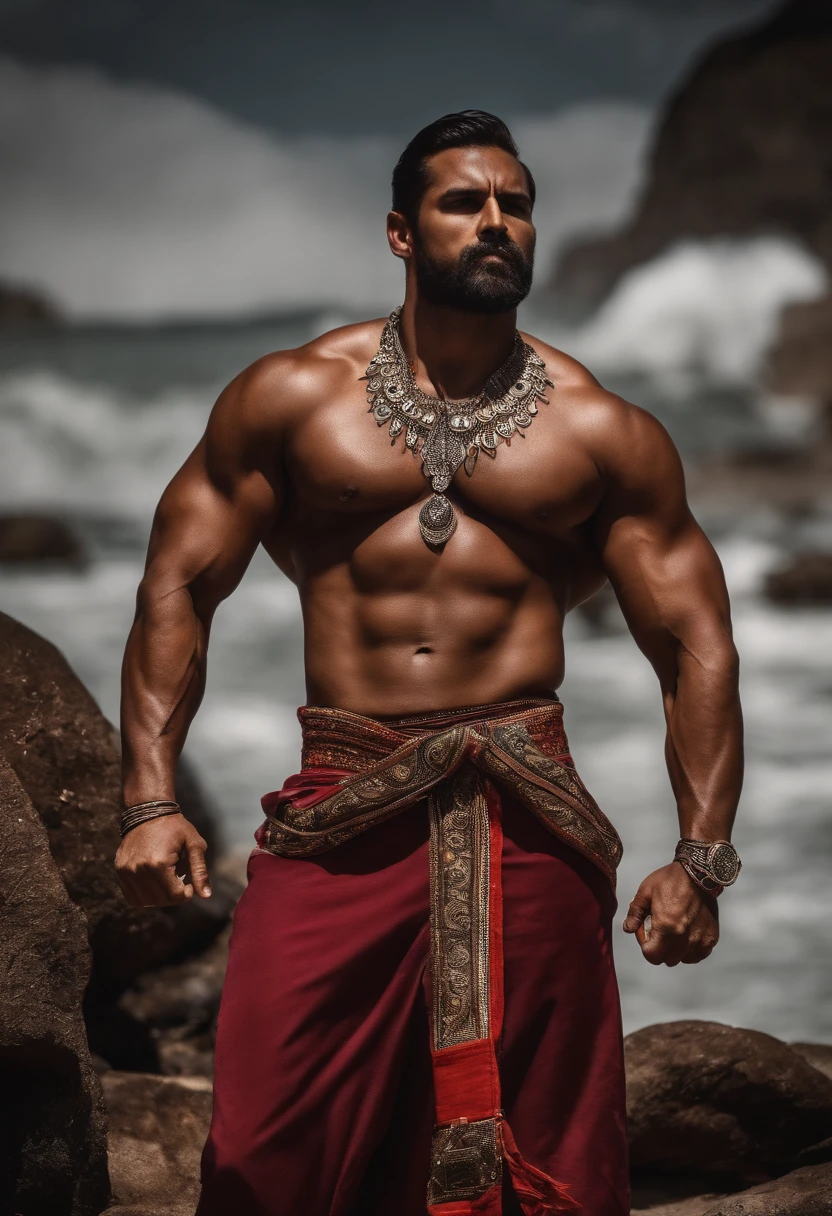 alta definicion,estilo db legend, hombre musculoso en pose de enojo