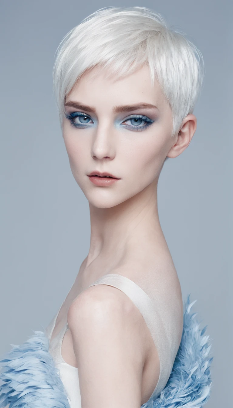 Gojo Gojo white hair short-haired de pele branca Blue eyes Strong gaze Infinite Emptiness