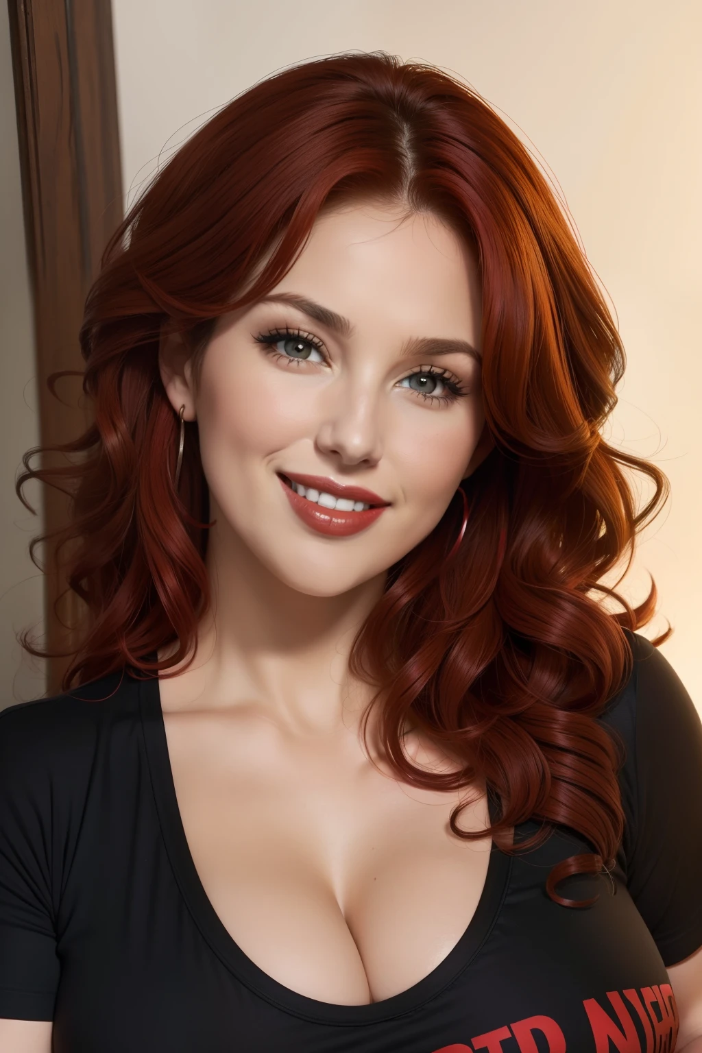 lucy pinder, face portrait, smiling, red hair, curly hair, bride, red lipstick