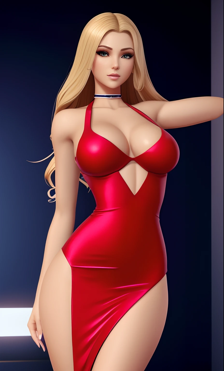 um close up de uma mulher em um espartilho azul posando para uma foto sensual sexy, IMVU, Succubus em vestido curto apertado, ((vestindo manto aristocrata)), Avatar do Second Life, Segunda vida, Long shiny ethereal light blonde hair, close up tiro de meio corpo, Close-up de corpo inteiro, corpo inteiro disparado de perto, Phtoto em tons de cinza com vestido vermelho,peitos grandes ,pele realista 8k super realista,pernas grossas e torneadas,corpo com belas curvas