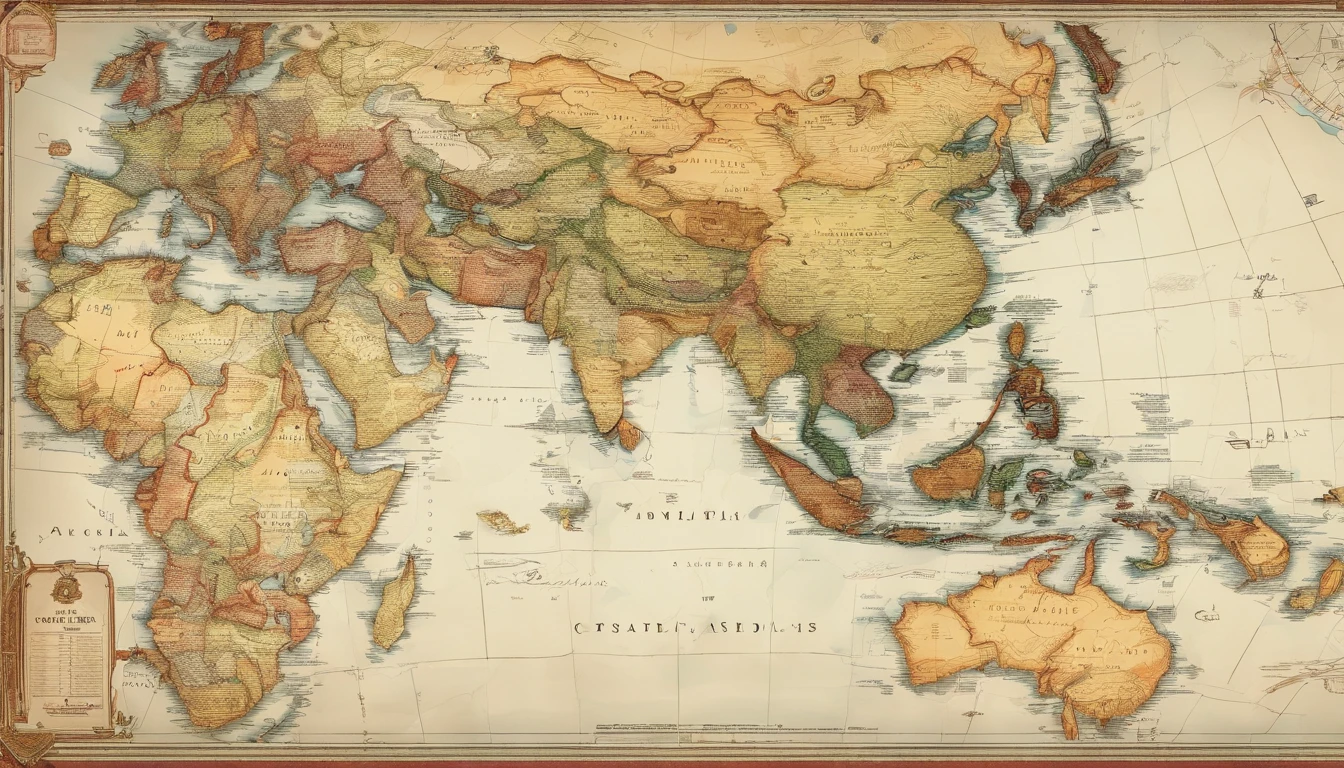 Map of East Asia, Vintage,