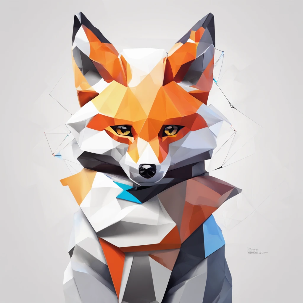 Perfect alignment, kemono fox wearing a sweatshirt, crouching position, Abstract beauty, Centered, Looking at the camera, Facing the camera, nearing perfection, Dynamic, Highly detailed, smooth, Sharp focus, 8K, high definition resolution, illustration, Art by Carne Griffiths and Wadim Kashin, White and black background