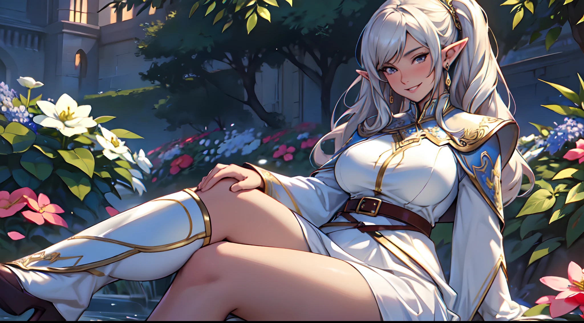 obra maestra, mejor calidad, ultra alto detalle, NSWF, cowgirl position, a horcajadas, 1 chico, 1 gray skin elf white hair, ponytail haircut, aqua eyes, serious expressions, hands behind head, (sex), penis, el fondo es dentro de una casa del arbol, anime screencap