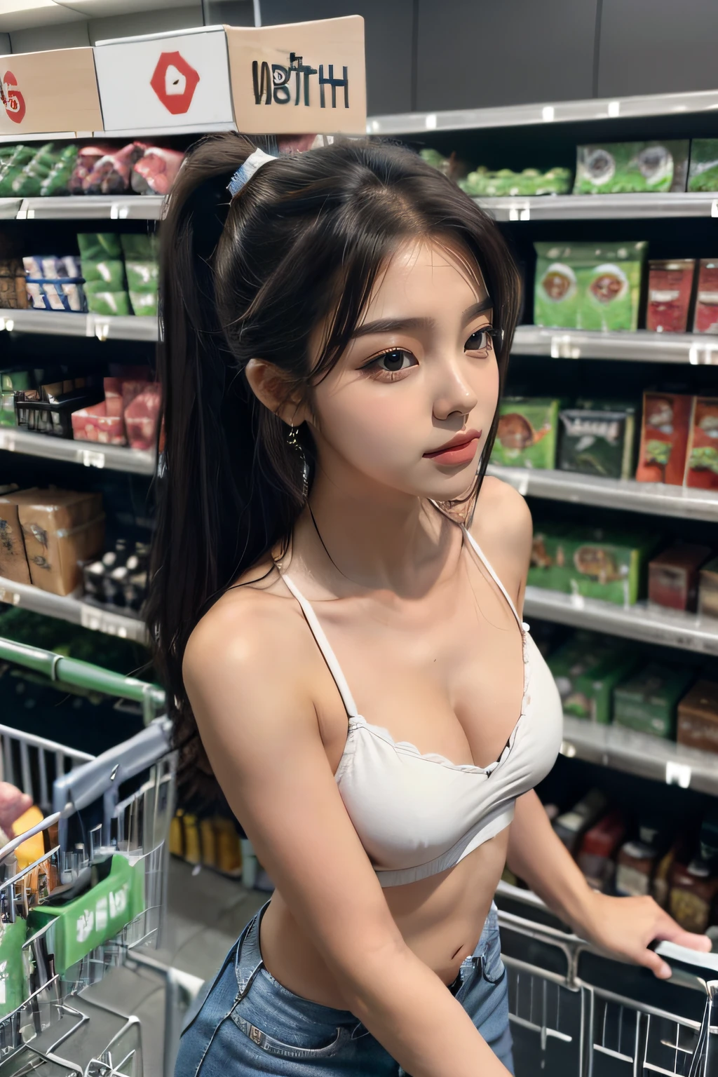 ((1 Cute girl pay checkout in supermarkets:1.5)),(wide shot:1.3),field of view,looking at distance,
,18yo, ponytail, shiny skin, Perfect body, Correct body, ((Correct anatomy:1.37))
, full body, Realistic poses
, ((supermarkets Background:1.39))
, (bestquality,10,10,highres,masterpiece:1.2),ultra-detail,(Realistic,photorealistic portrait,photo-realistic:1.37),dynamic angle,face focus,cinematic light,8k resolution, RAW photo,