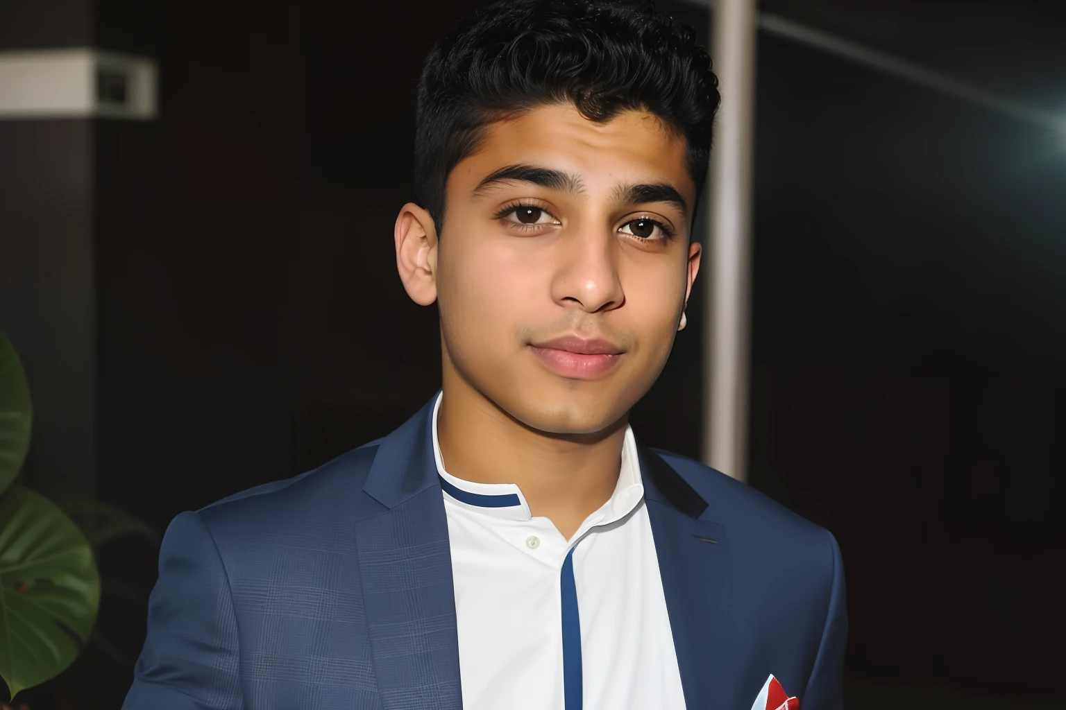 A 16 year old boy sitting on sofa wearing black suit and black pant with birthday theme and write name "aman singh"
