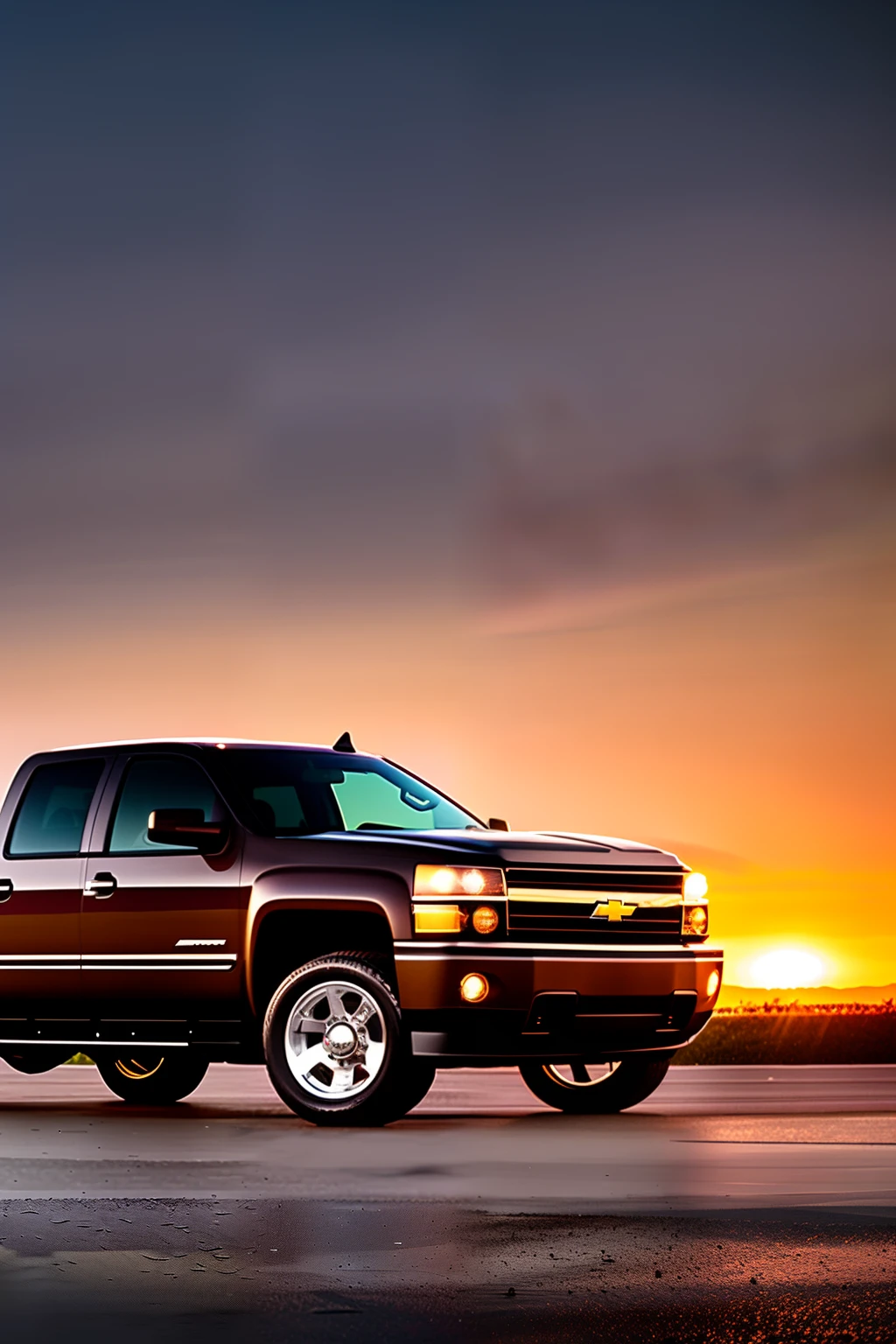 Create a scene including a 2008 Chevrolet Silverado 1500. The truck is a black single cab that is lowered on a drop kit. The truck also has black 22” inch wheels. Include a latino funko pop character posing next to the truck. The character is wearing streetwear and is light brown skinned. The background scenery is nighttime and there is palm trees in the distance.