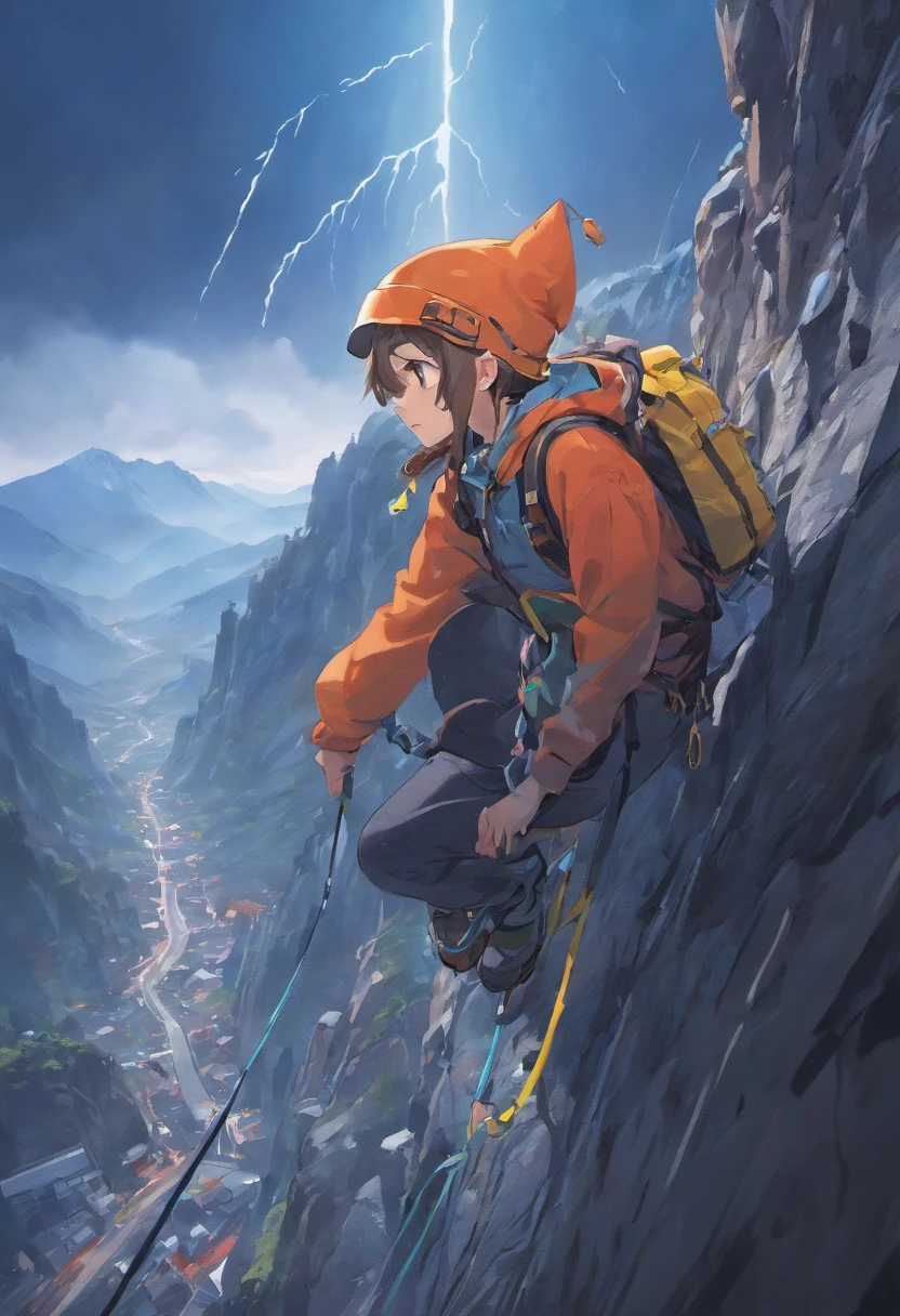 Climbers climbing mountains　Bad weather、Becoming anxious