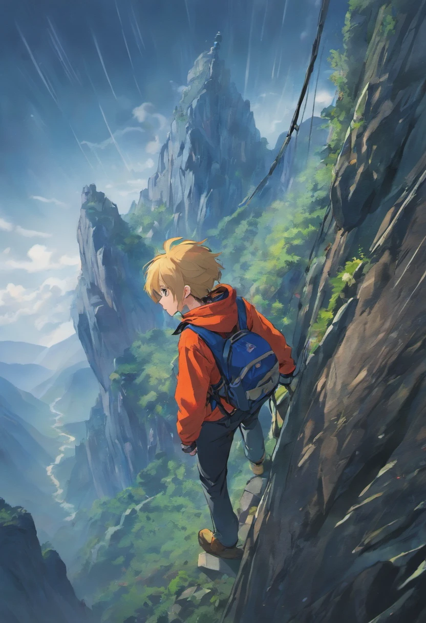 Climbers climbing mountains Bad weather、Becoming anxious