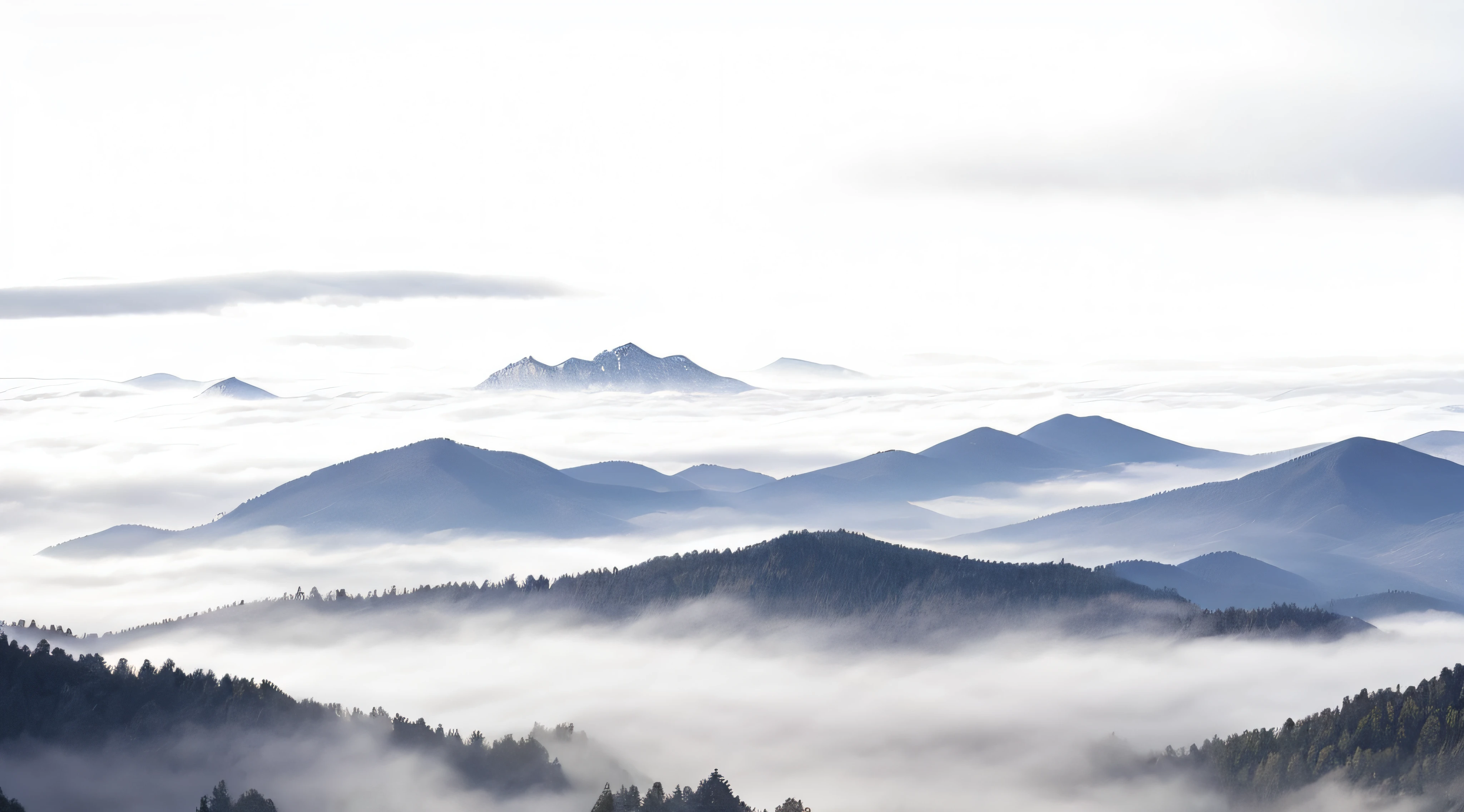arafed view of a mountain range with a few clouds in the sky, mountains in fog background, mountain scene, layered fog, mountain range in background, mountains in the distant, mountainous background, mountain range in background, mountains background, misty mountains, mountains on the background, sparse mountains on the horizon, Mountains, Mountains in the distance, mountain in background, thin fog