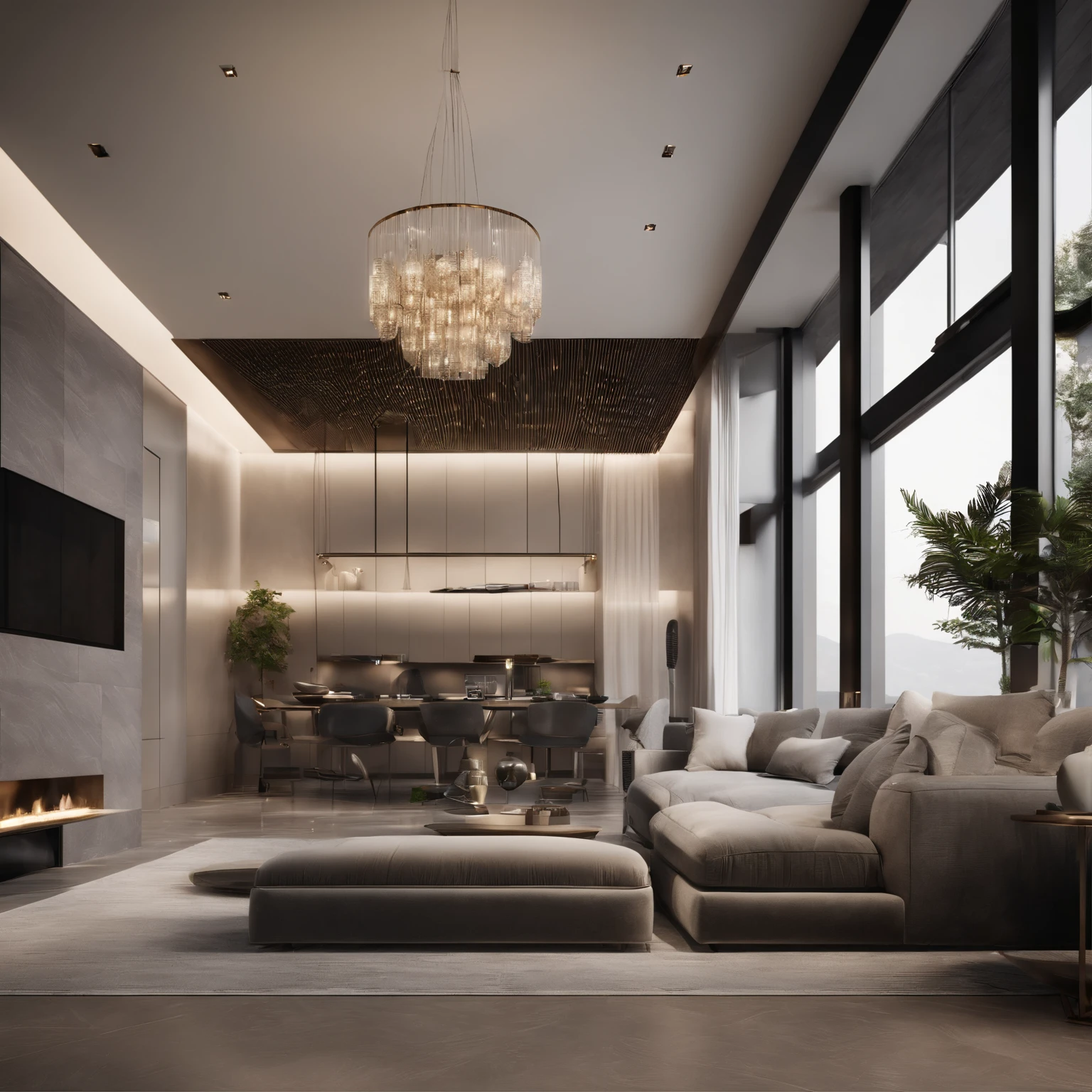 Luxury home with meticulous design,Adopt a minimalist style. The 8K resolution showcases the building's high texture and intricate details. The use of professional lighting enhances the overall atmosphere, Create a visually striking and sophisticated living environment